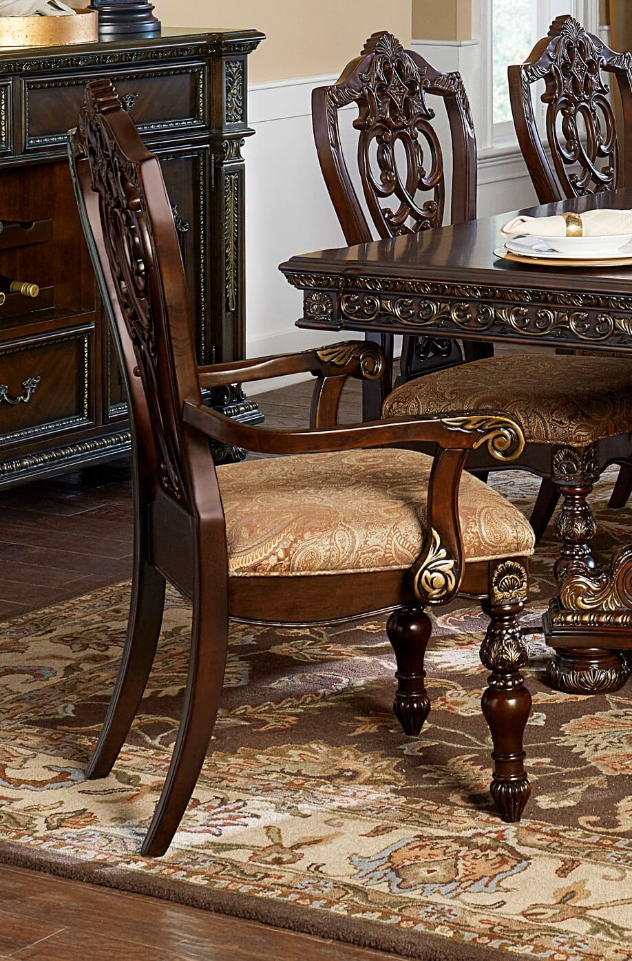 Catalonia Classic Fabric Dining Arm Chair by Homelegance
