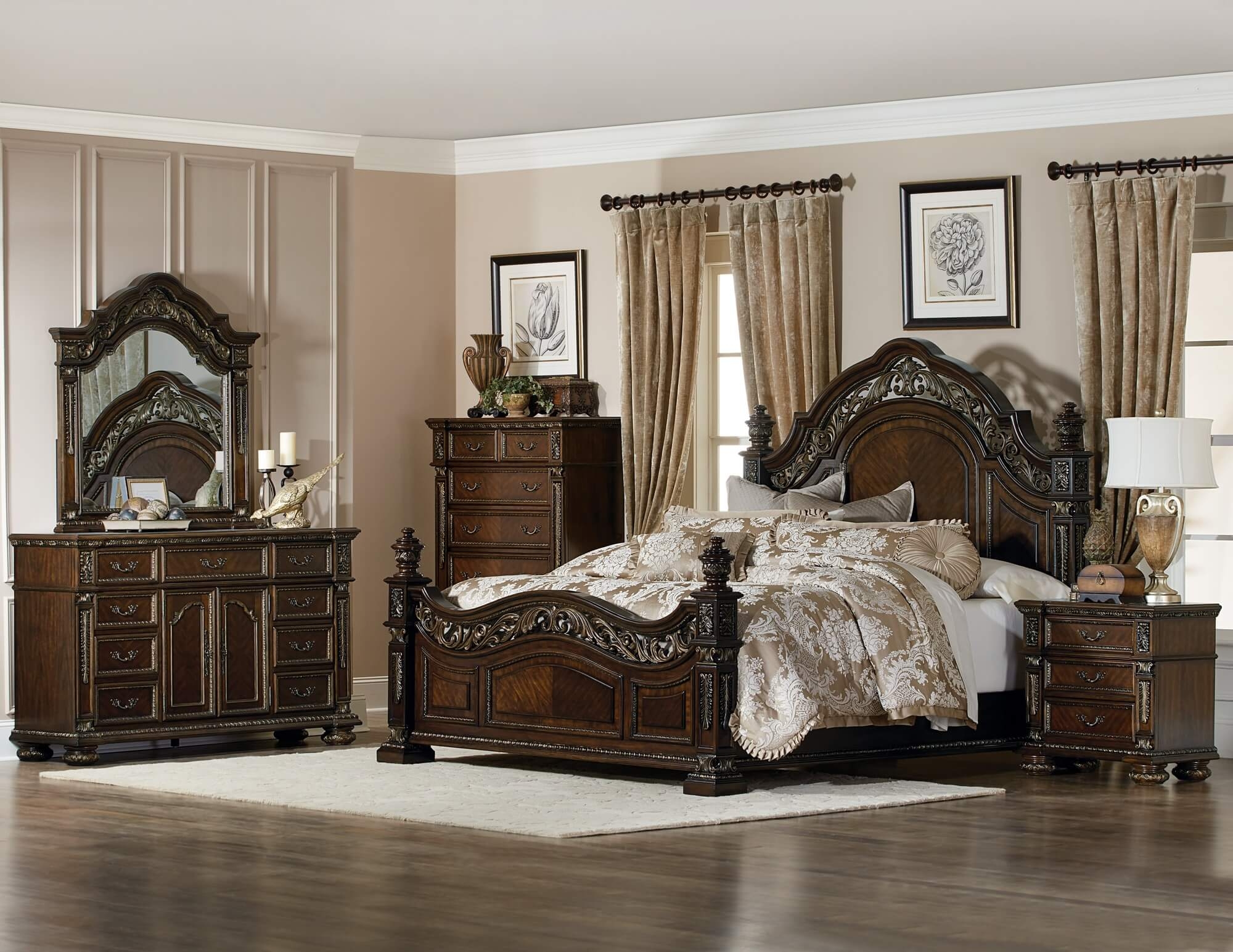 Catalonia Wood/Wood Veneer Panel Bed, Queen Size
