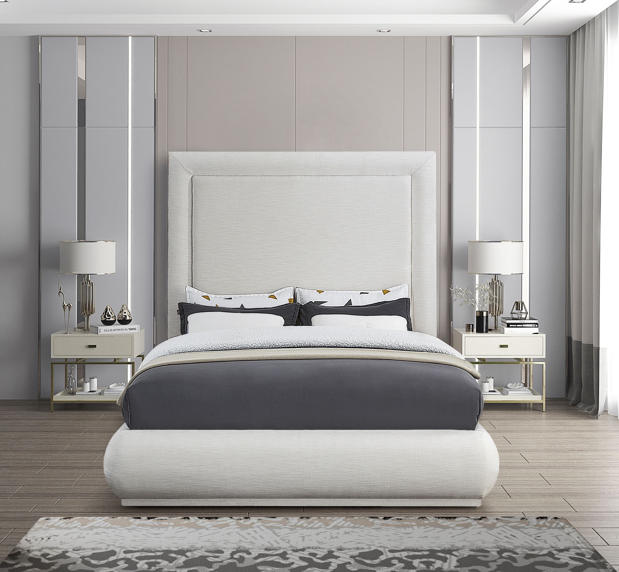Brooke Linen Fabric Queen Size Bed