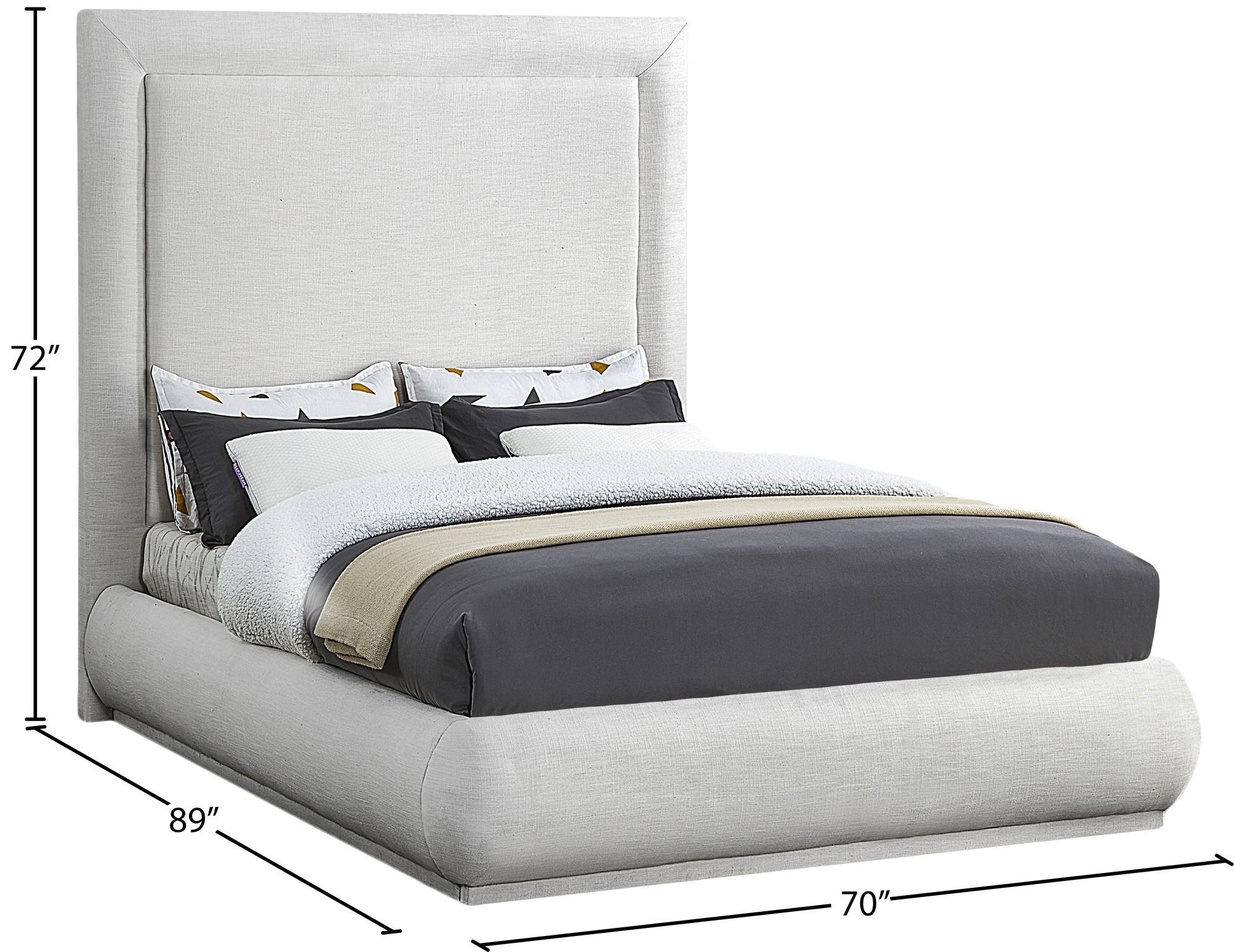 Brooke Linen Fabric Queen Size Bed