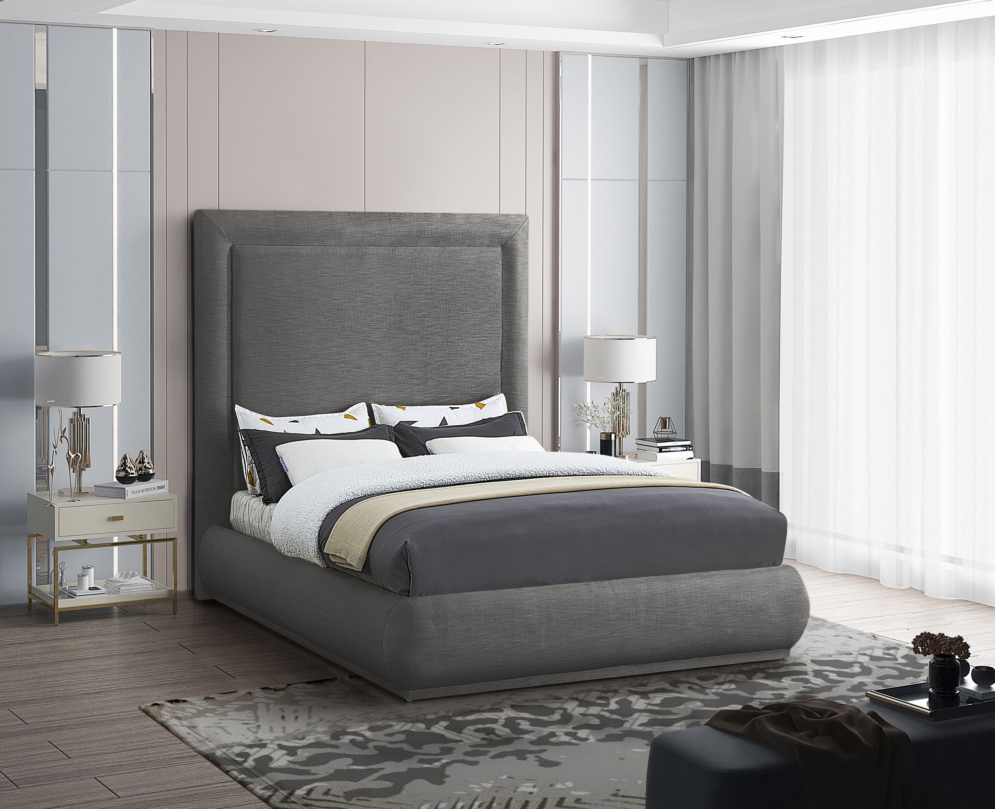 Brooke Linen Fabric Queen Size Bed