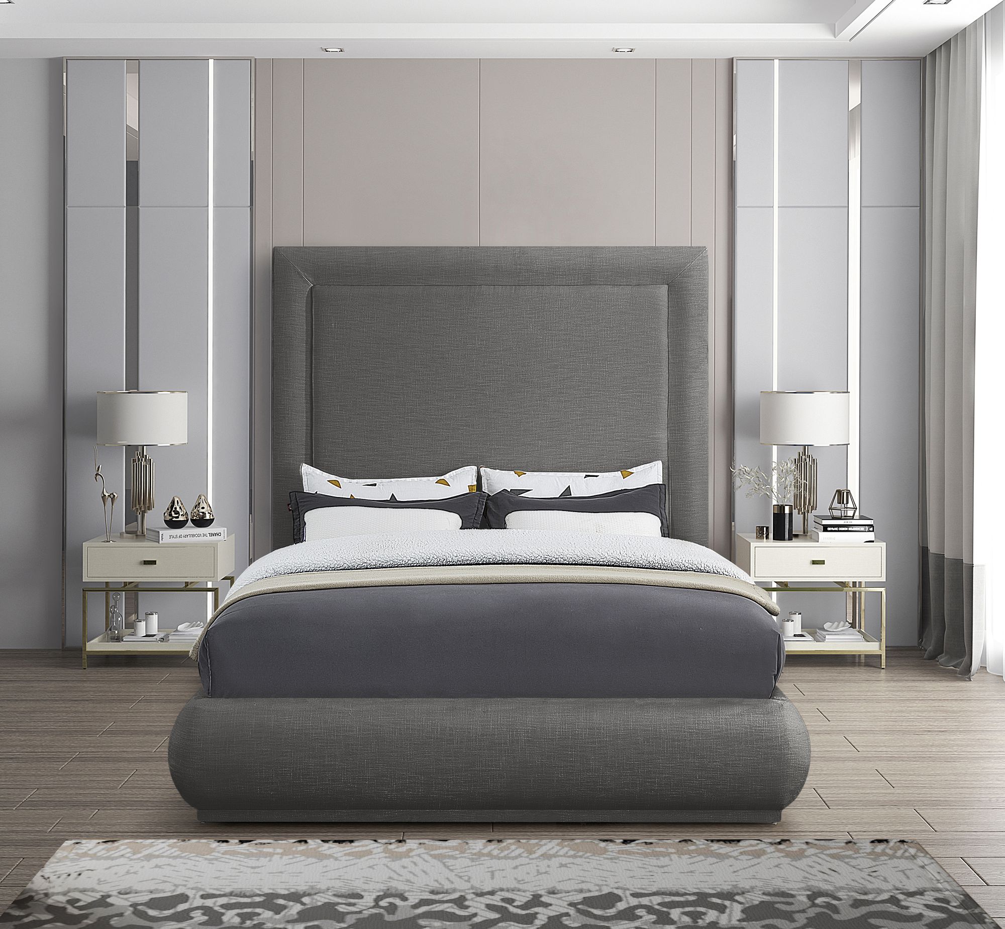 Brooke Linen Fabric Queen Size Bed