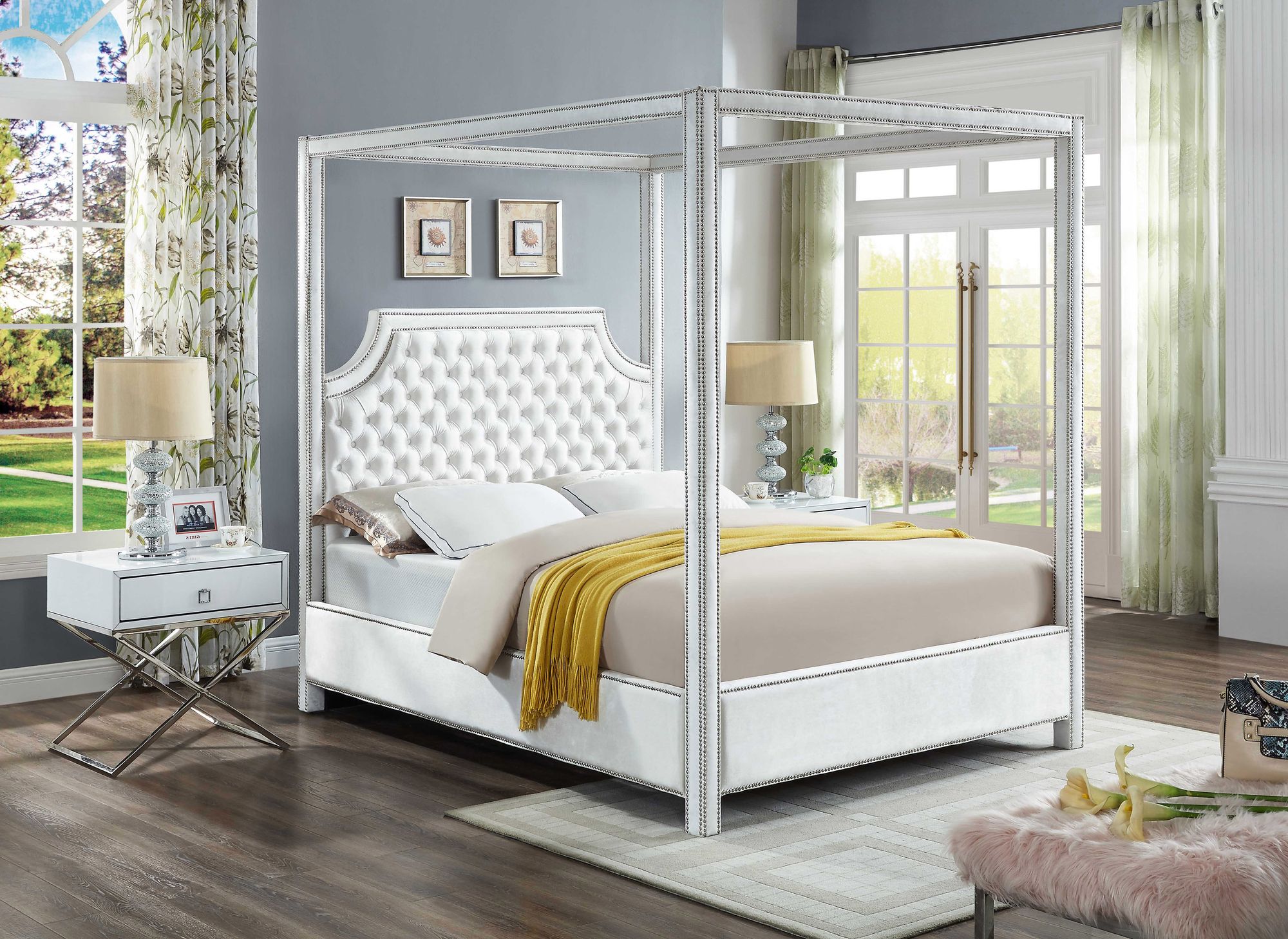 Rowan Velvet King Size Bed