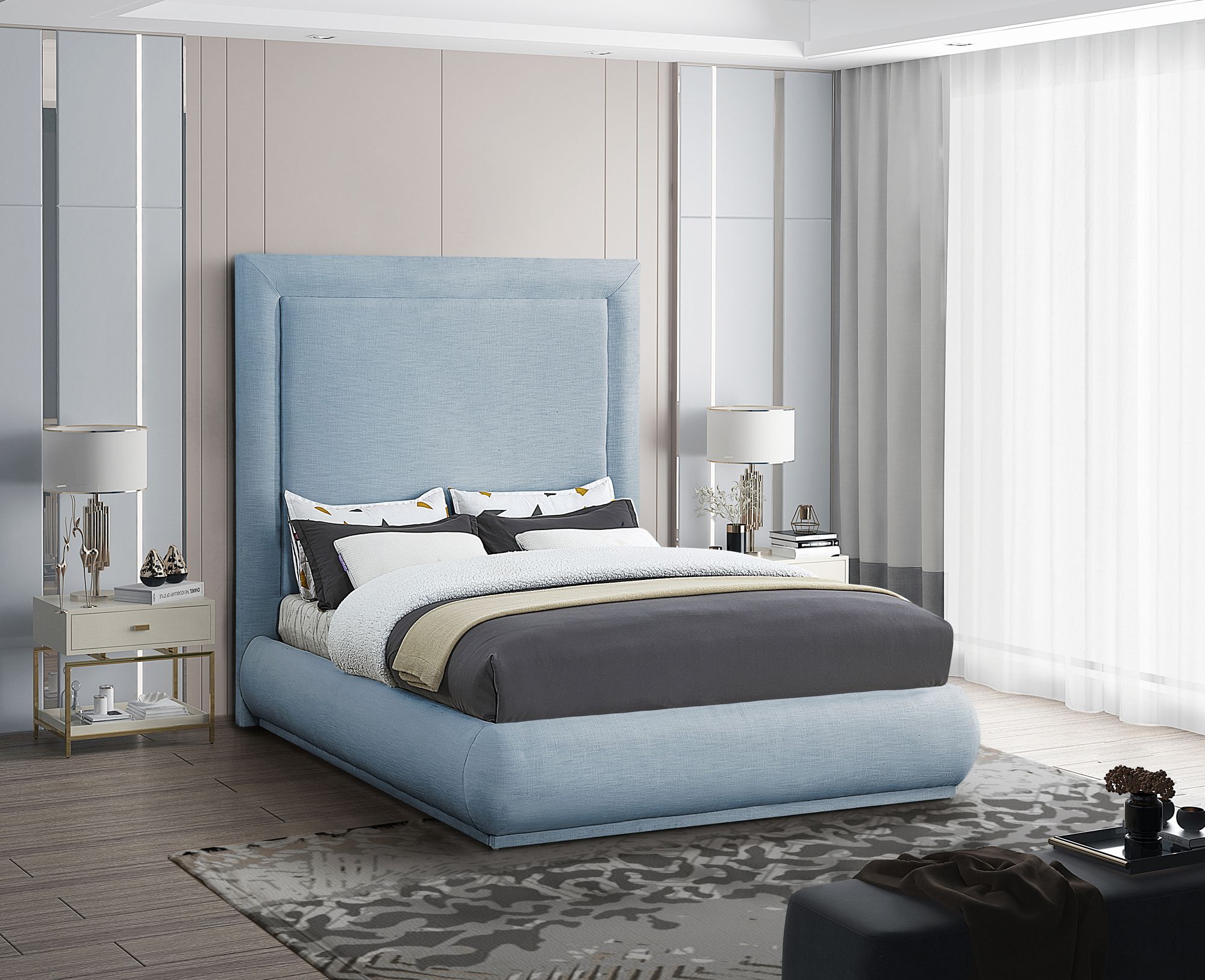 Brooke Linen Fabric Queen Size Bed