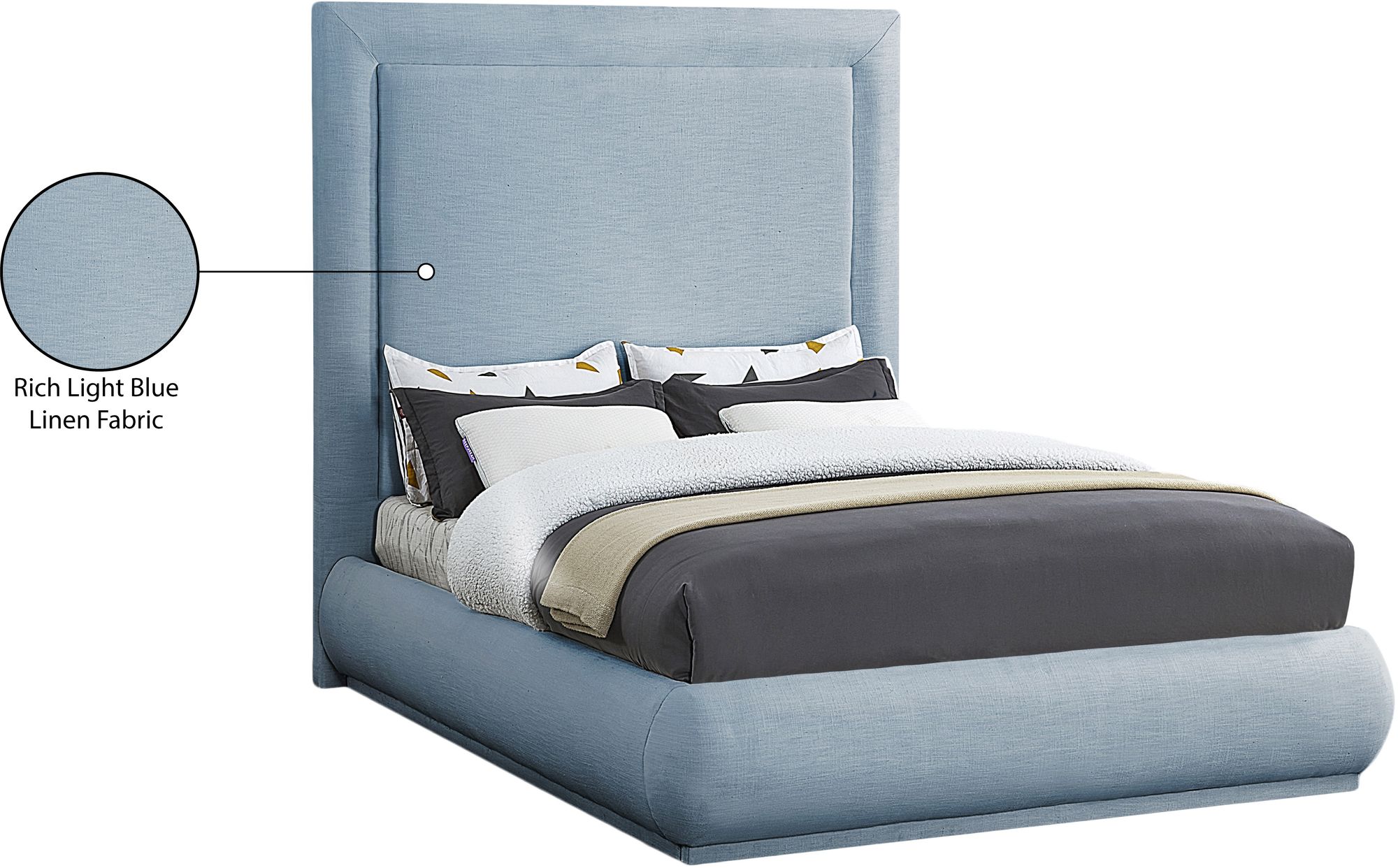 Brooke Linen Fabric Queen Size Bed