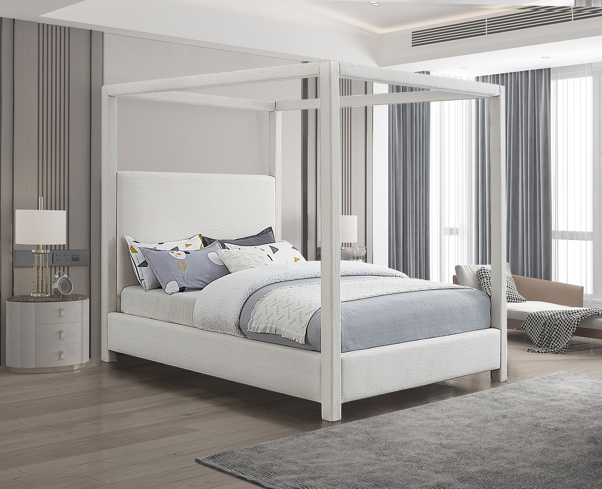 Emerson Linen Fabric King Size Bed