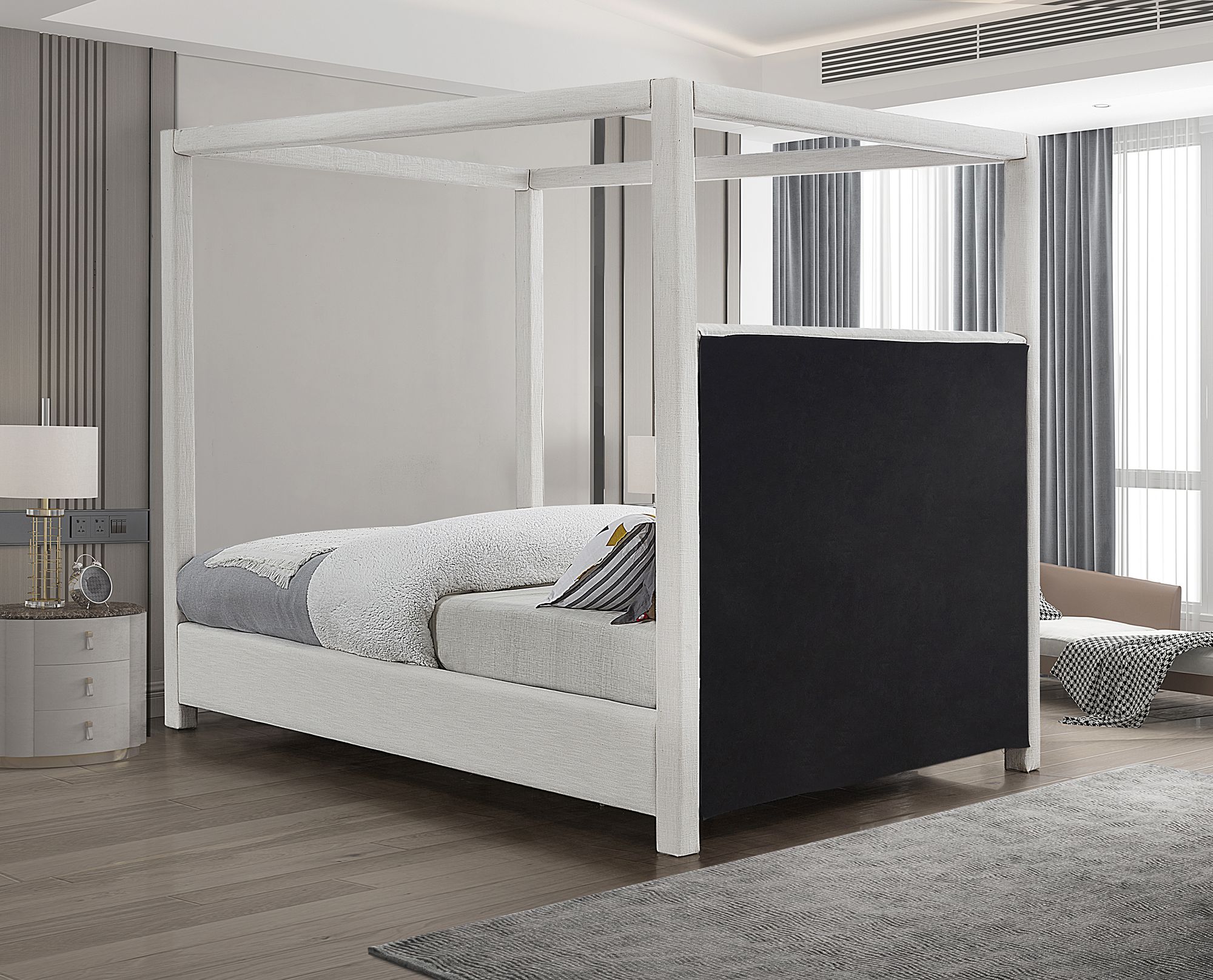 Emerson Linen Fabric King Size Bed