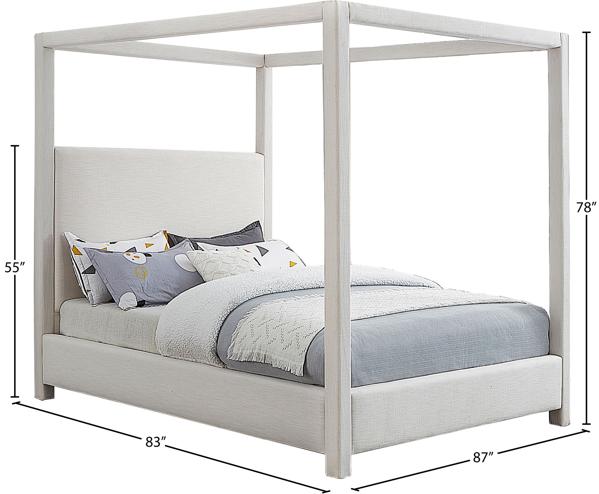 Emerson Linen Fabric King Size Bed