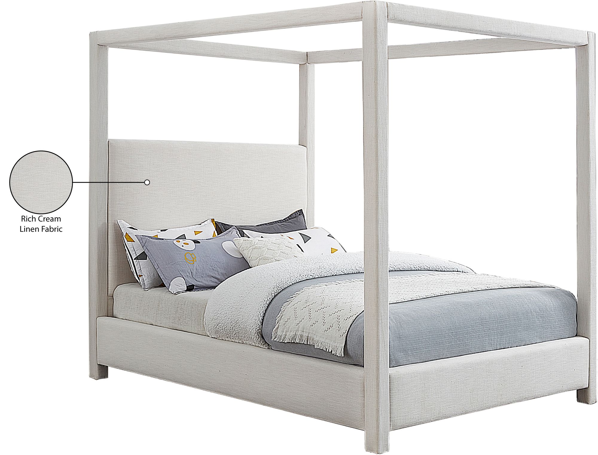 Emerson Linen Fabric King Size Bed