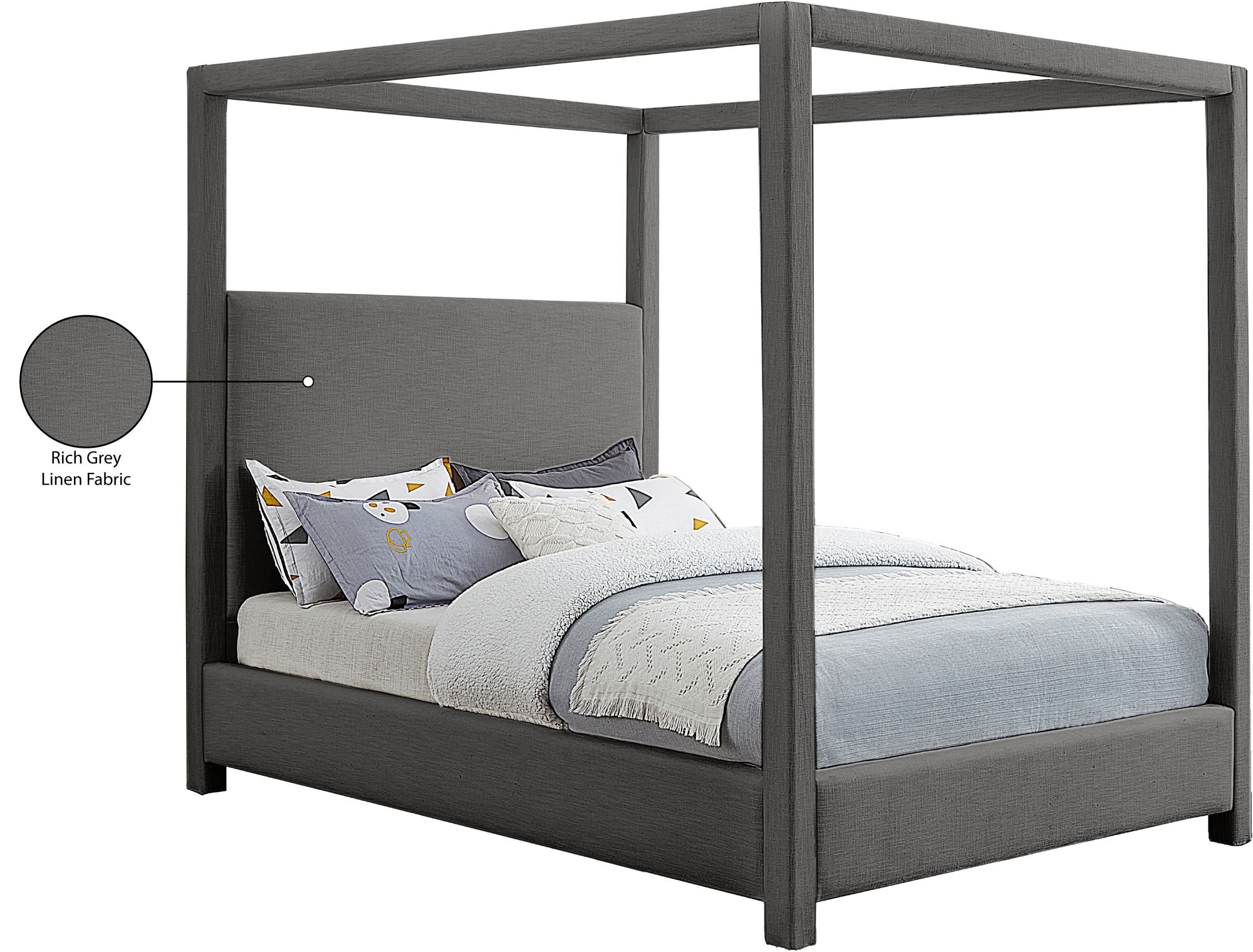 Emerson Linen Fabric King Size Bed