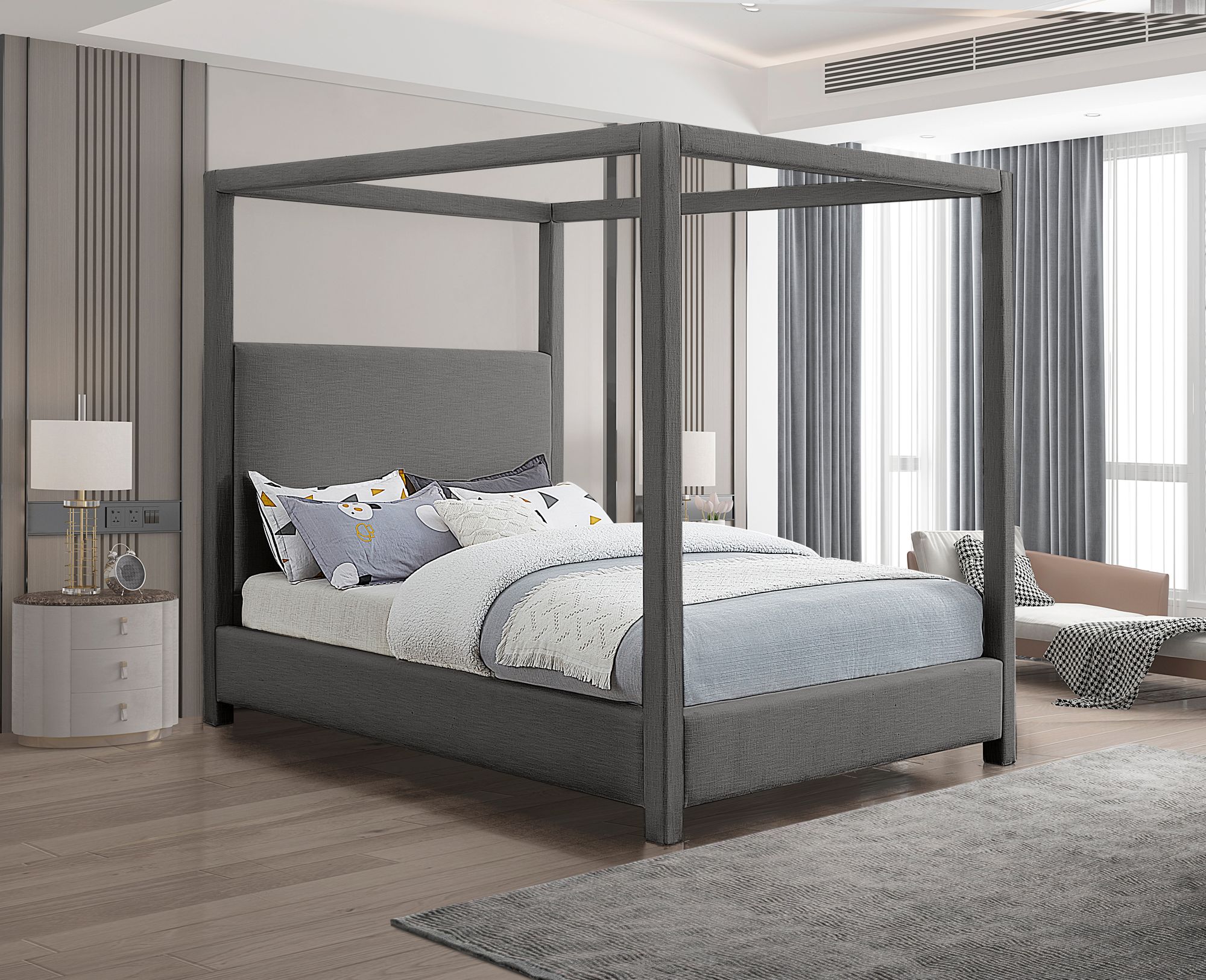 Emerson Linen Fabric Canopy Bed