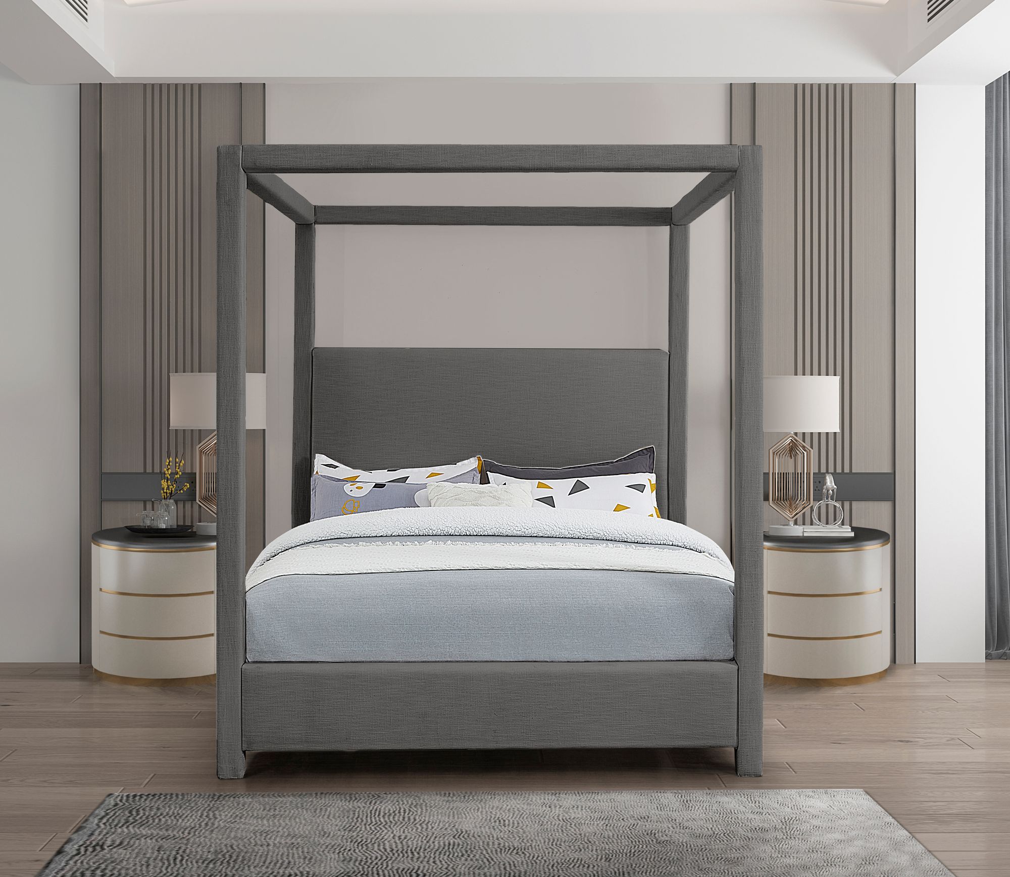 Emerson Linen Fabric Canopy Bed