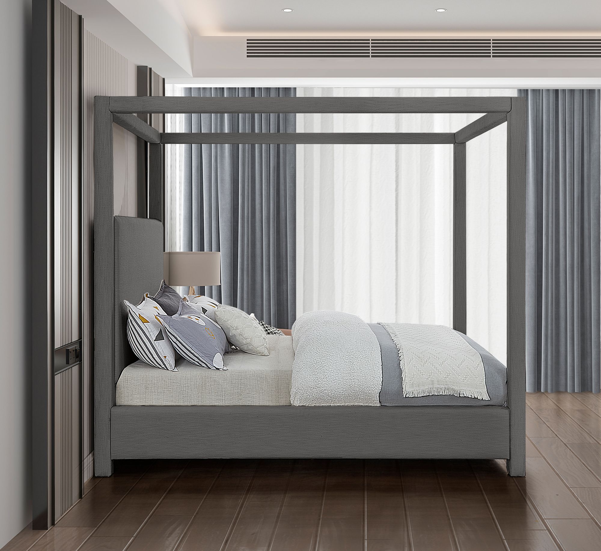 Emerson Linen Fabric Canopy Bed