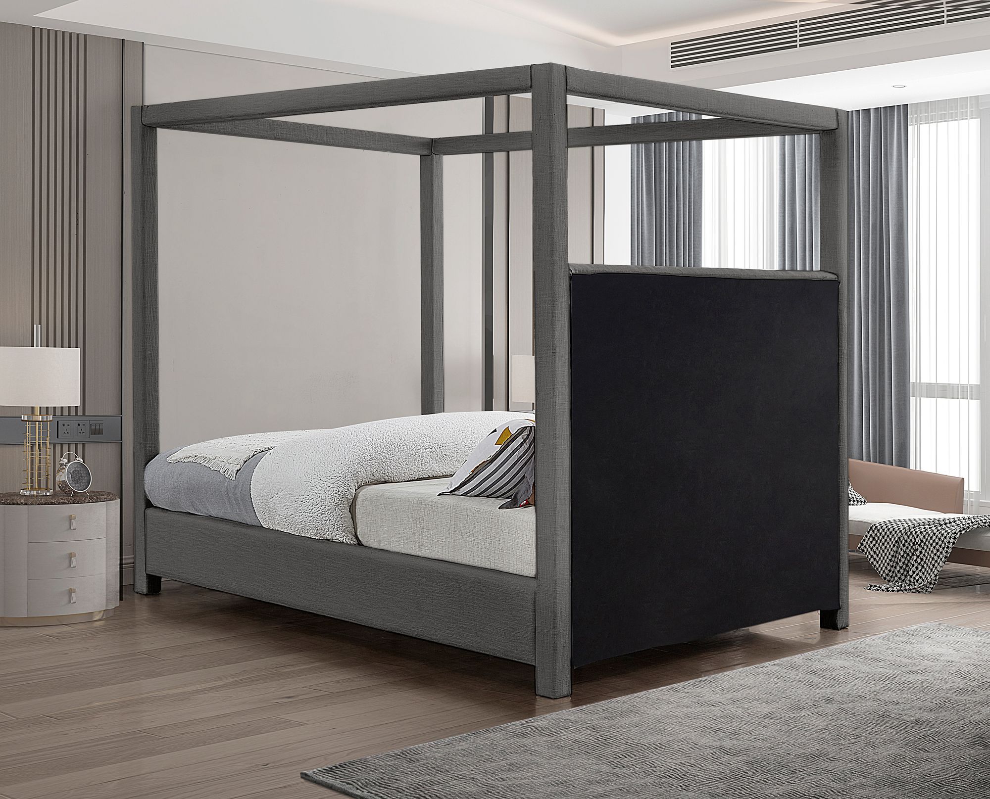 Emerson Linen Fabric Canopy Bed
