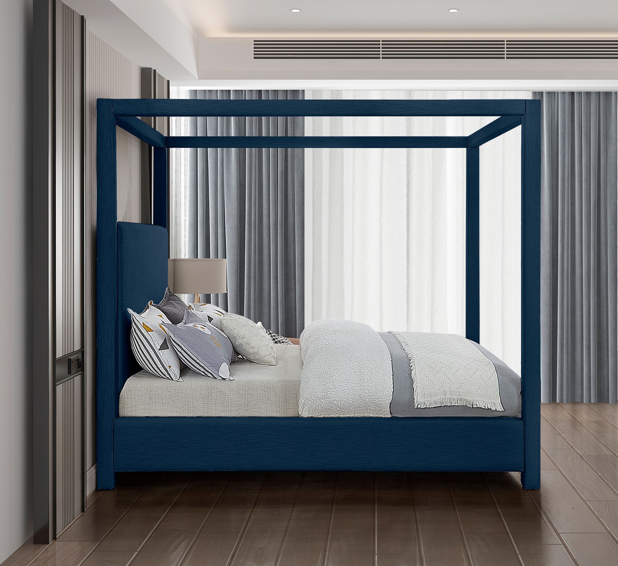 Emerson Linen Fabric King Size Bed