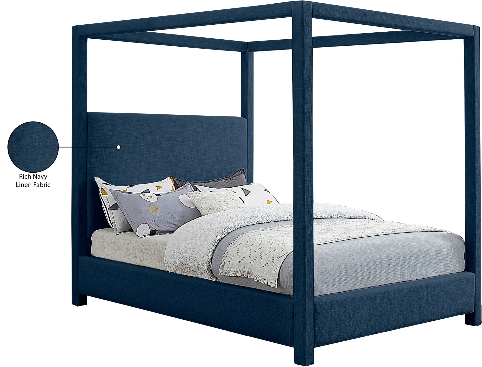 Emerson Linen Fabric King Size Bed