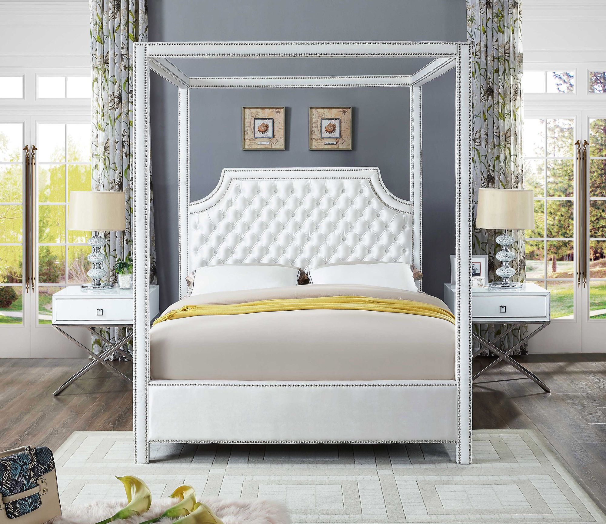 Rowan Velvet Queen Size Bed
