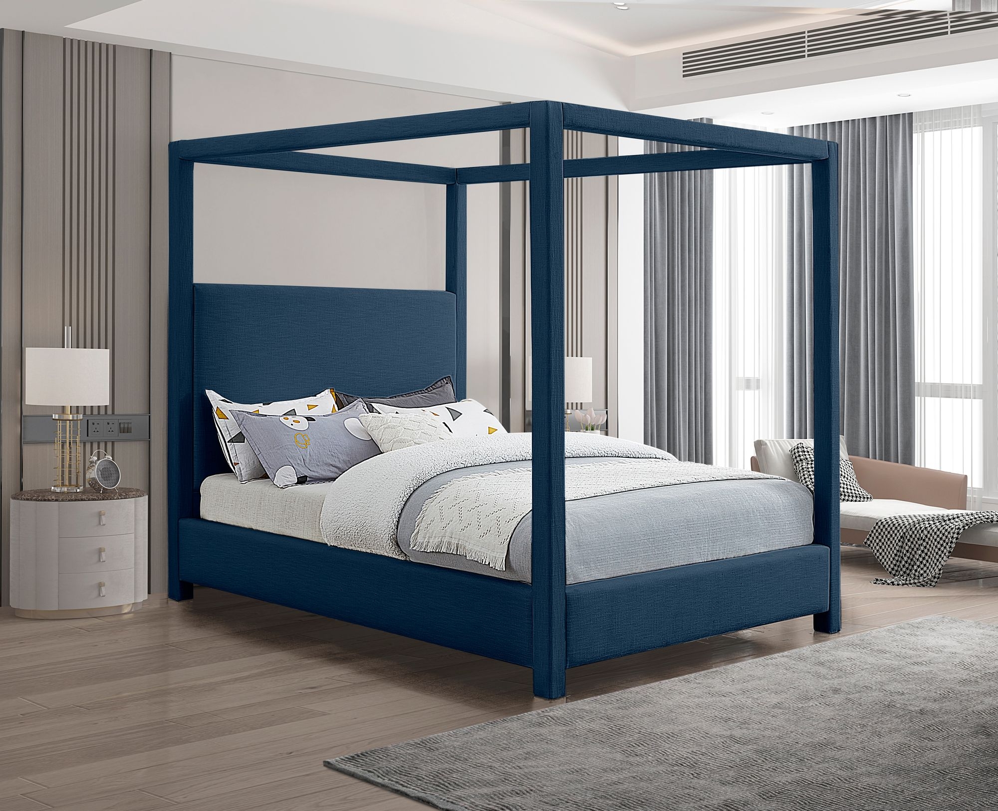 Emerson Linen Fabric Canopy Bed
