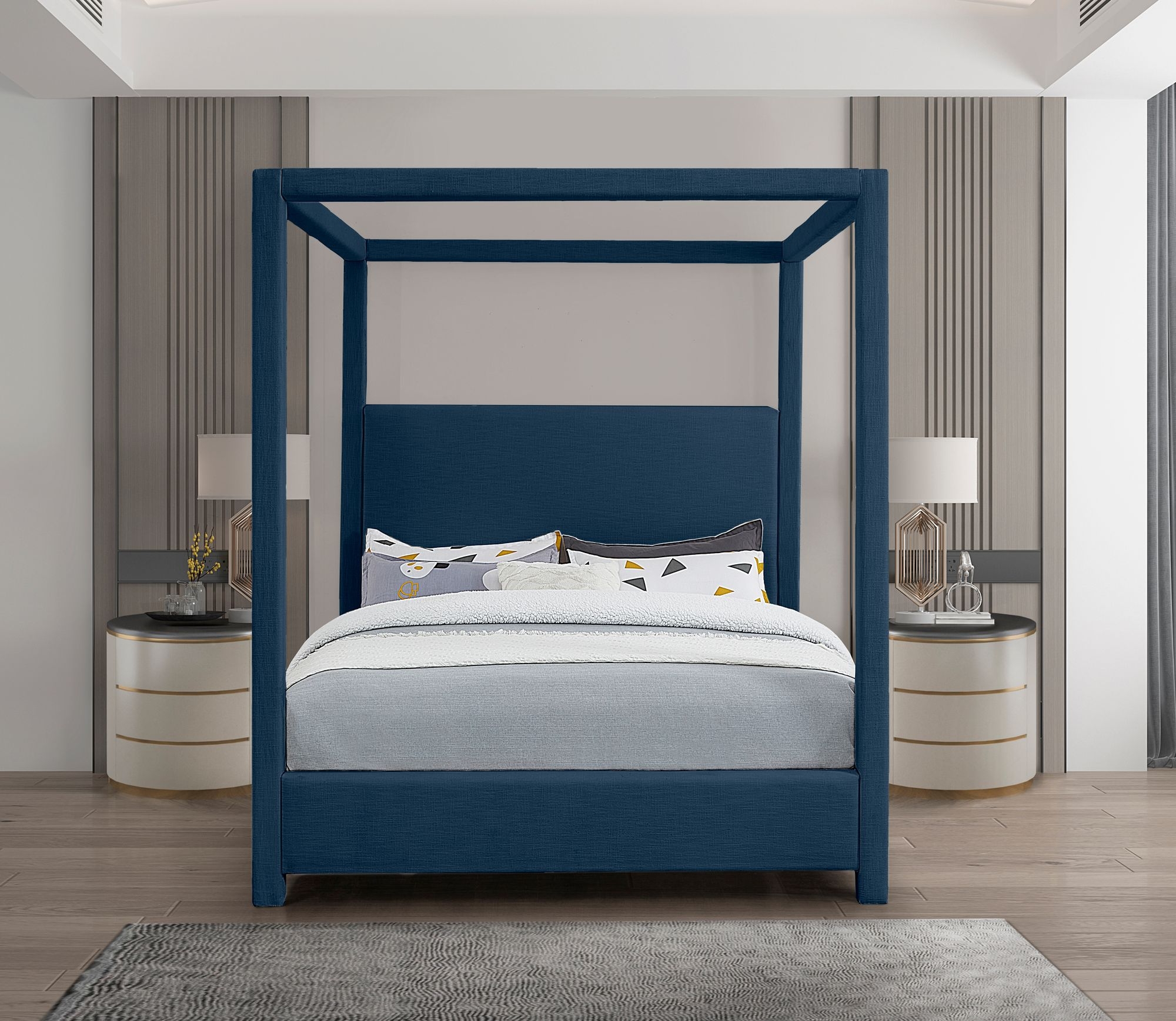 Emerson Linen Fabric Canopy Bed