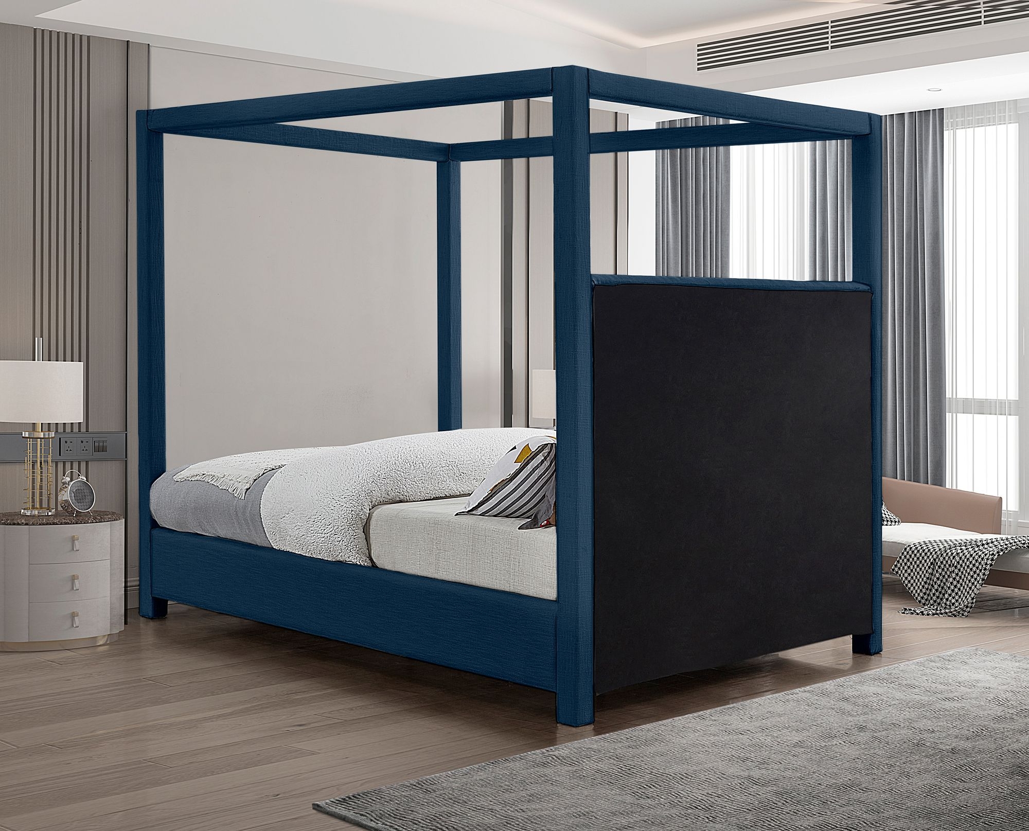 Emerson Linen Fabric Canopy Bed