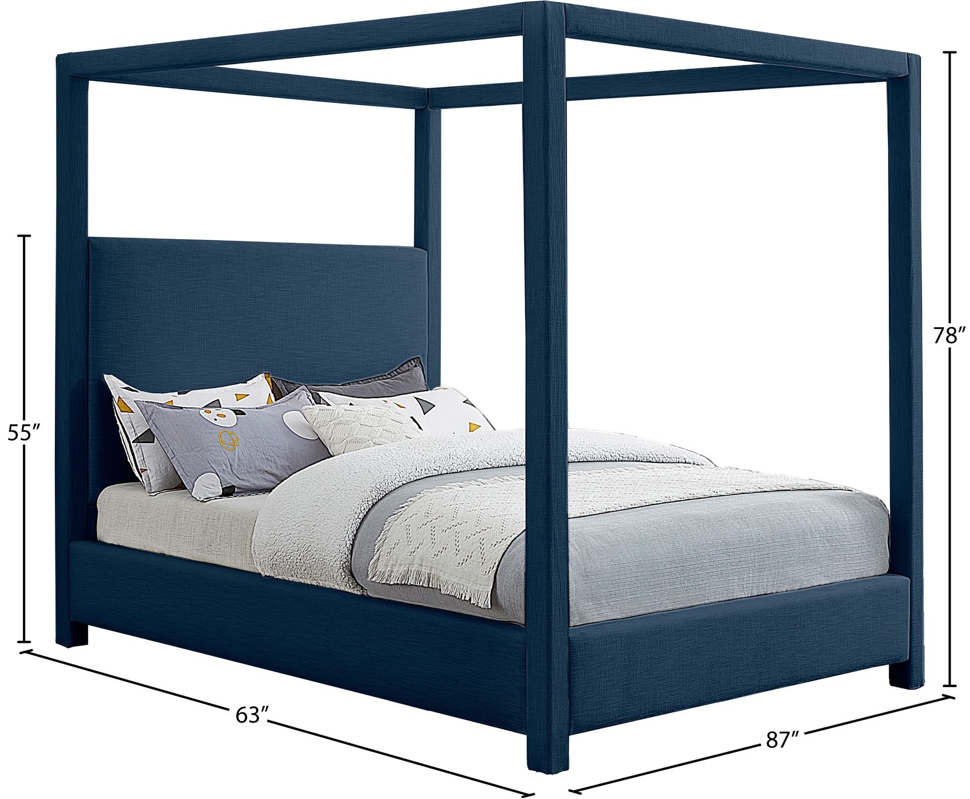 Emerson Linen Fabric Canopy Bed
