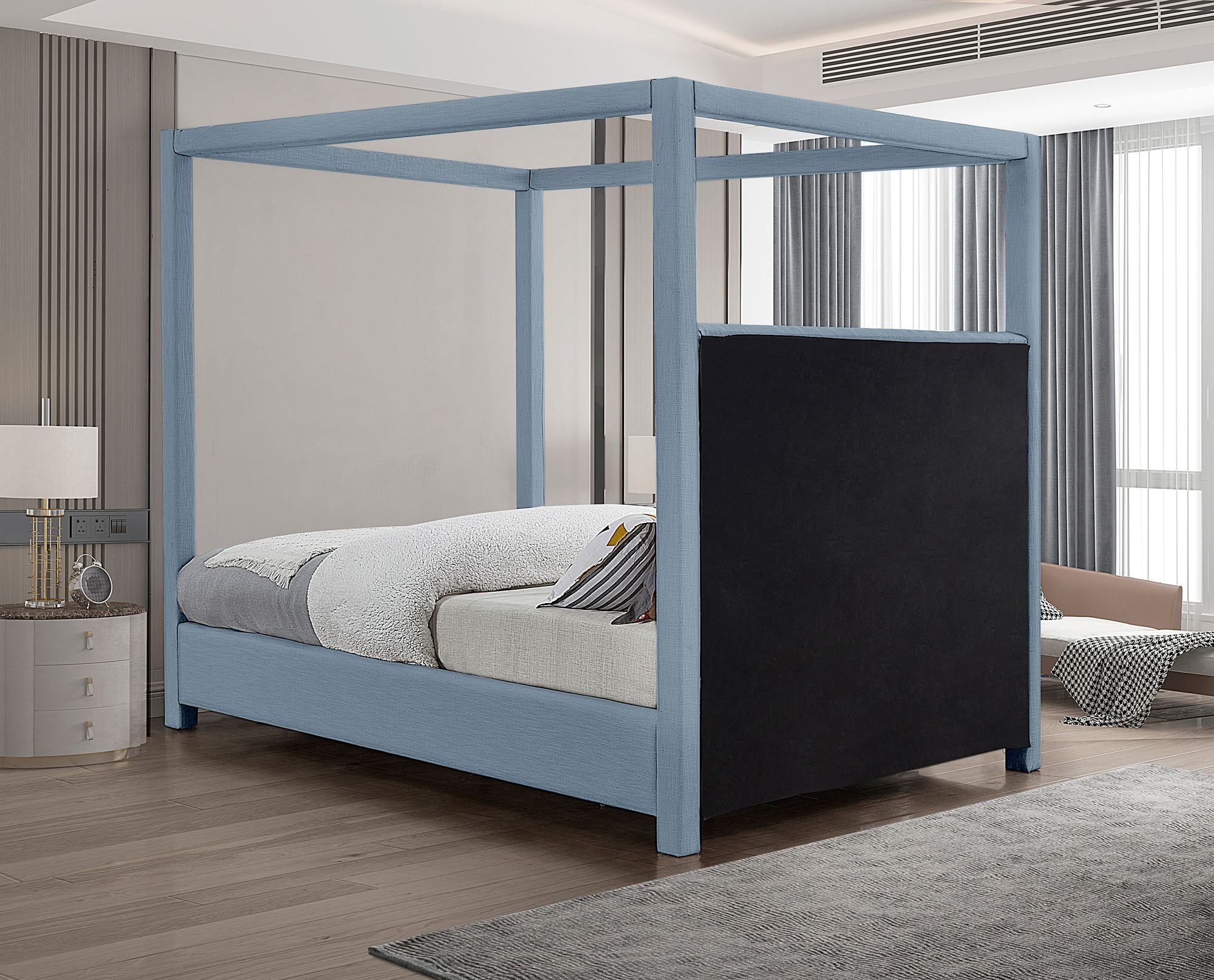 Emerson Linen Fabric King Size Bed
