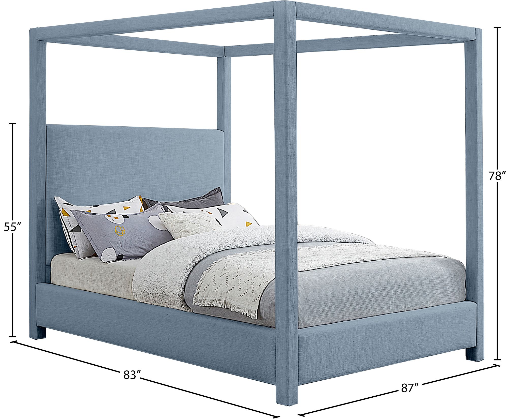 Emerson Linen Fabric King Size Bed