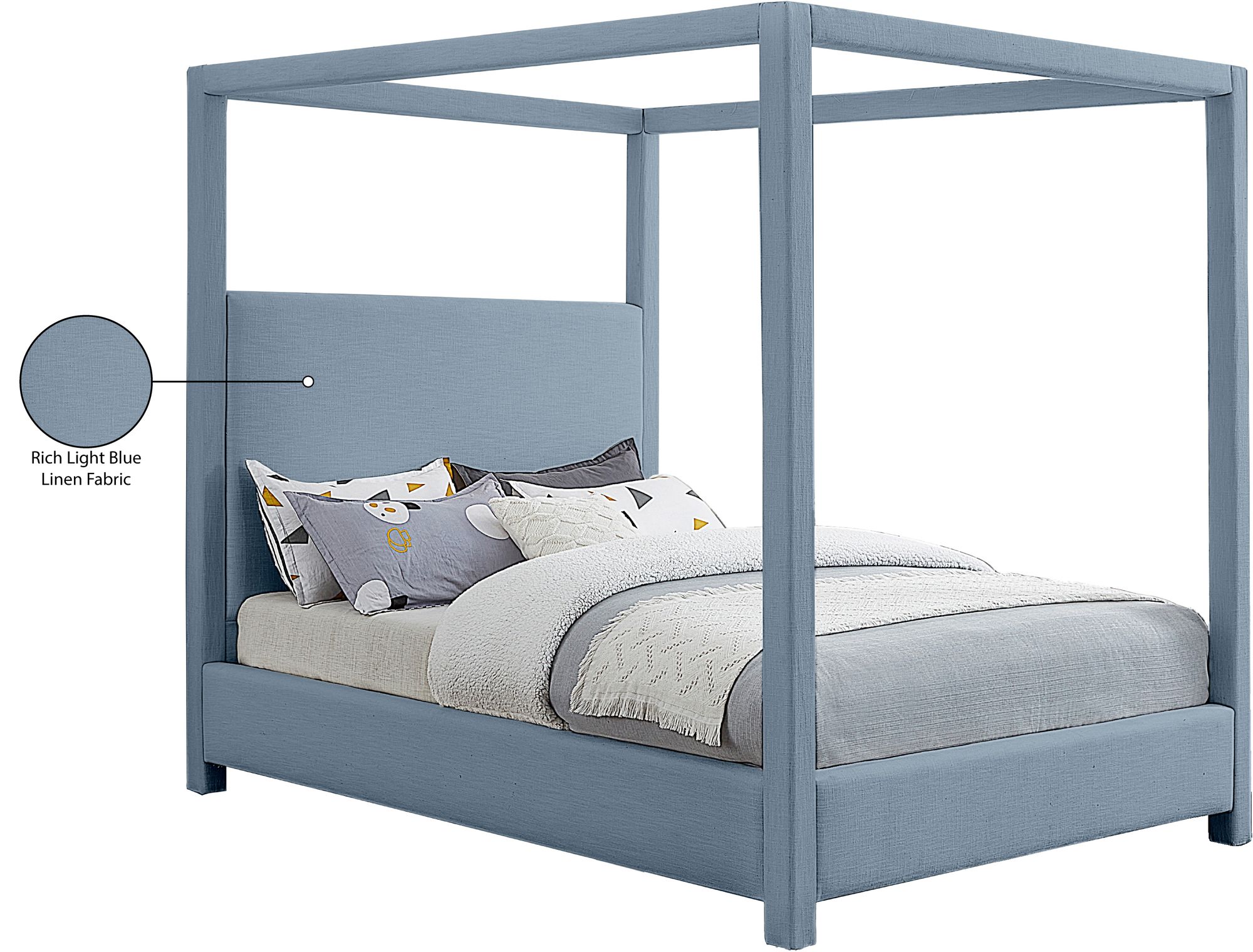 Emerson Linen Fabric King Size Bed