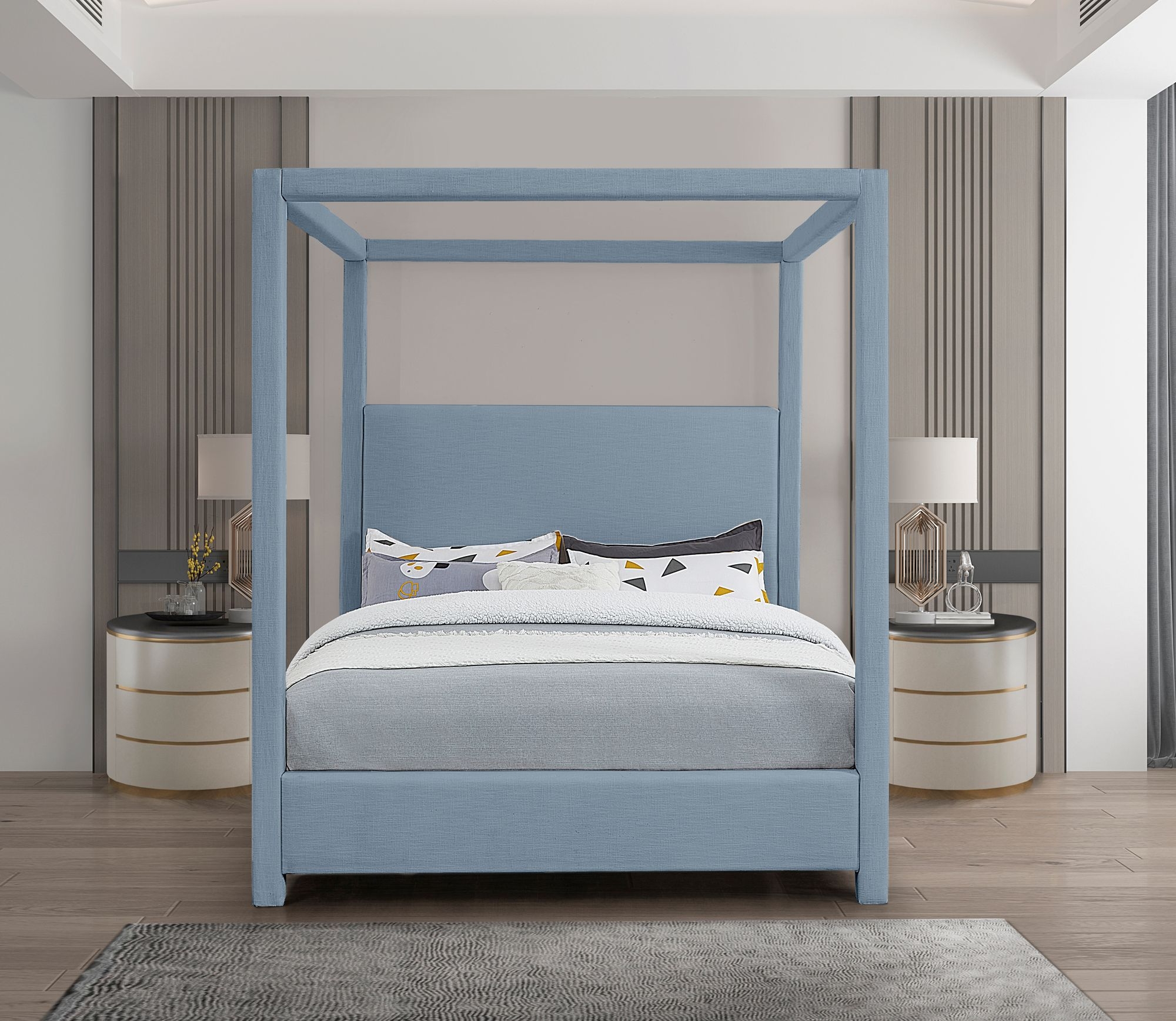Emerson Linen Fabric Canopy Bed