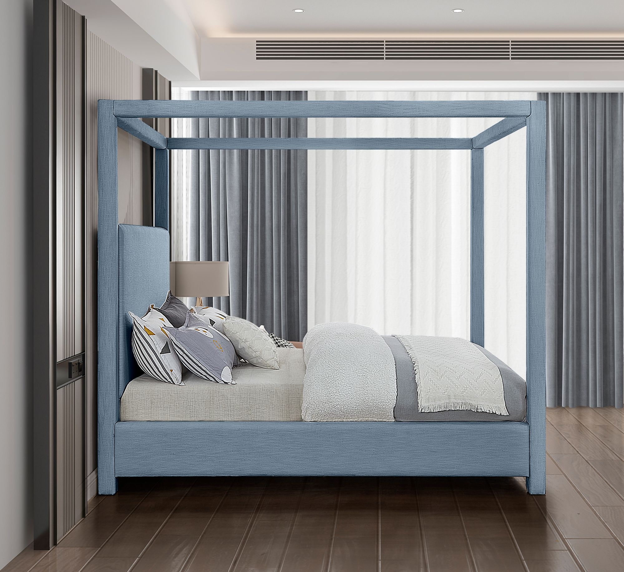 Emerson Linen Fabric Canopy Bed
