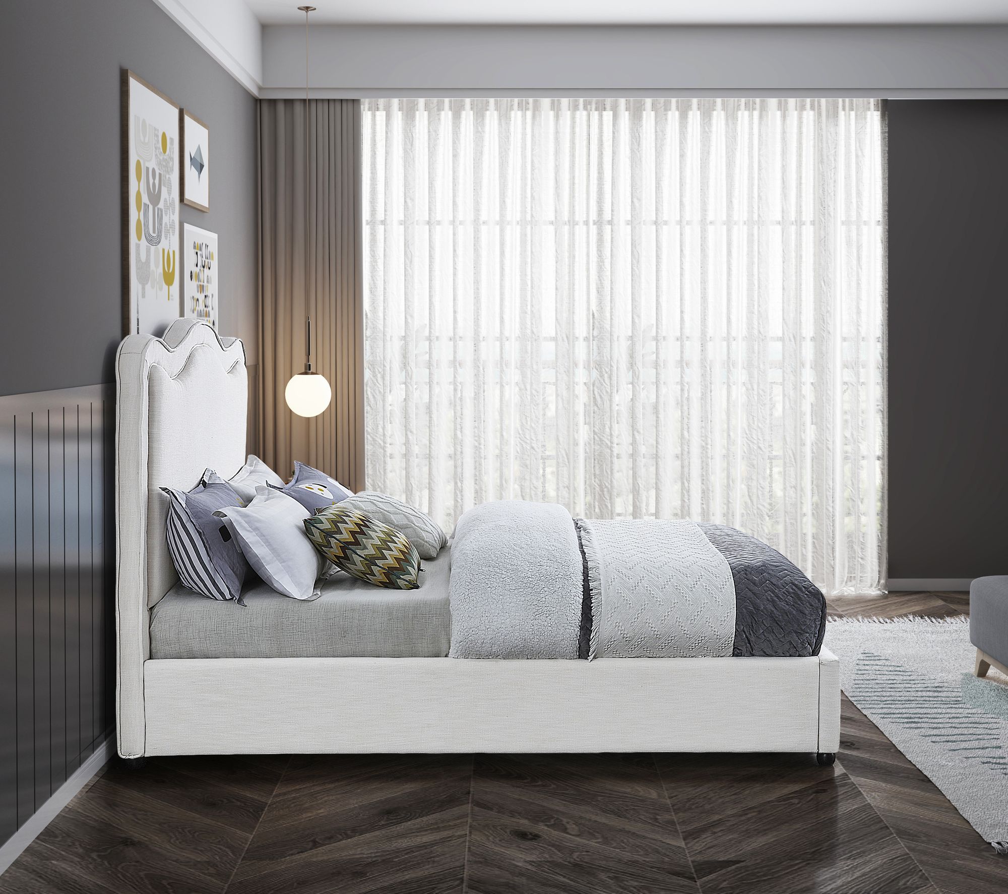 Felix Linen Fabric King Size Bed