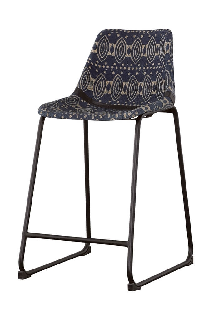 Marquise Fabric Counter Height Stool with Metal Base