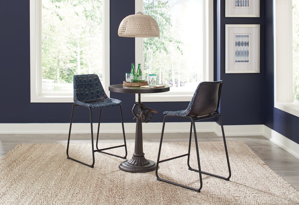 Marquise Fabric Counter Height Stool with Metal Base