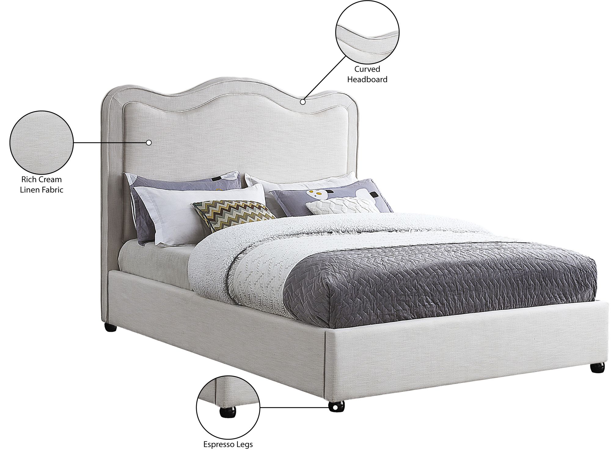 Felix Linen Fabric King Size Bed