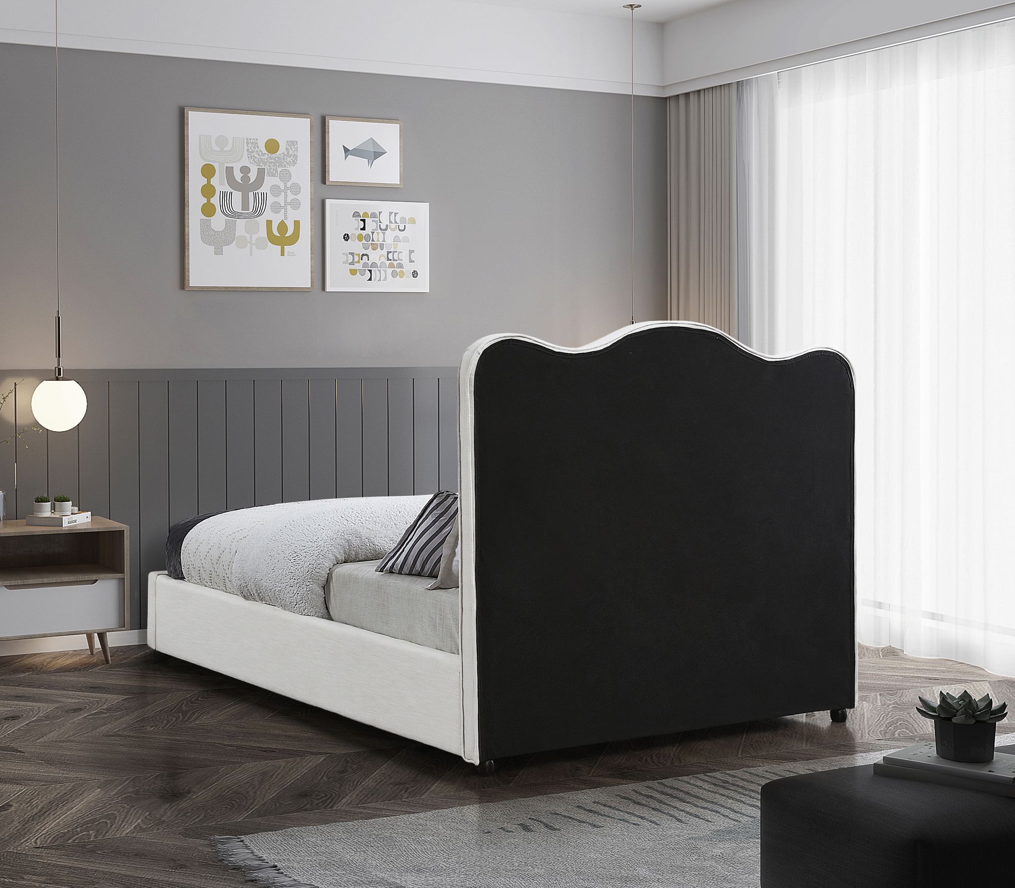 Felix Linen Fabric Queen Size Bed