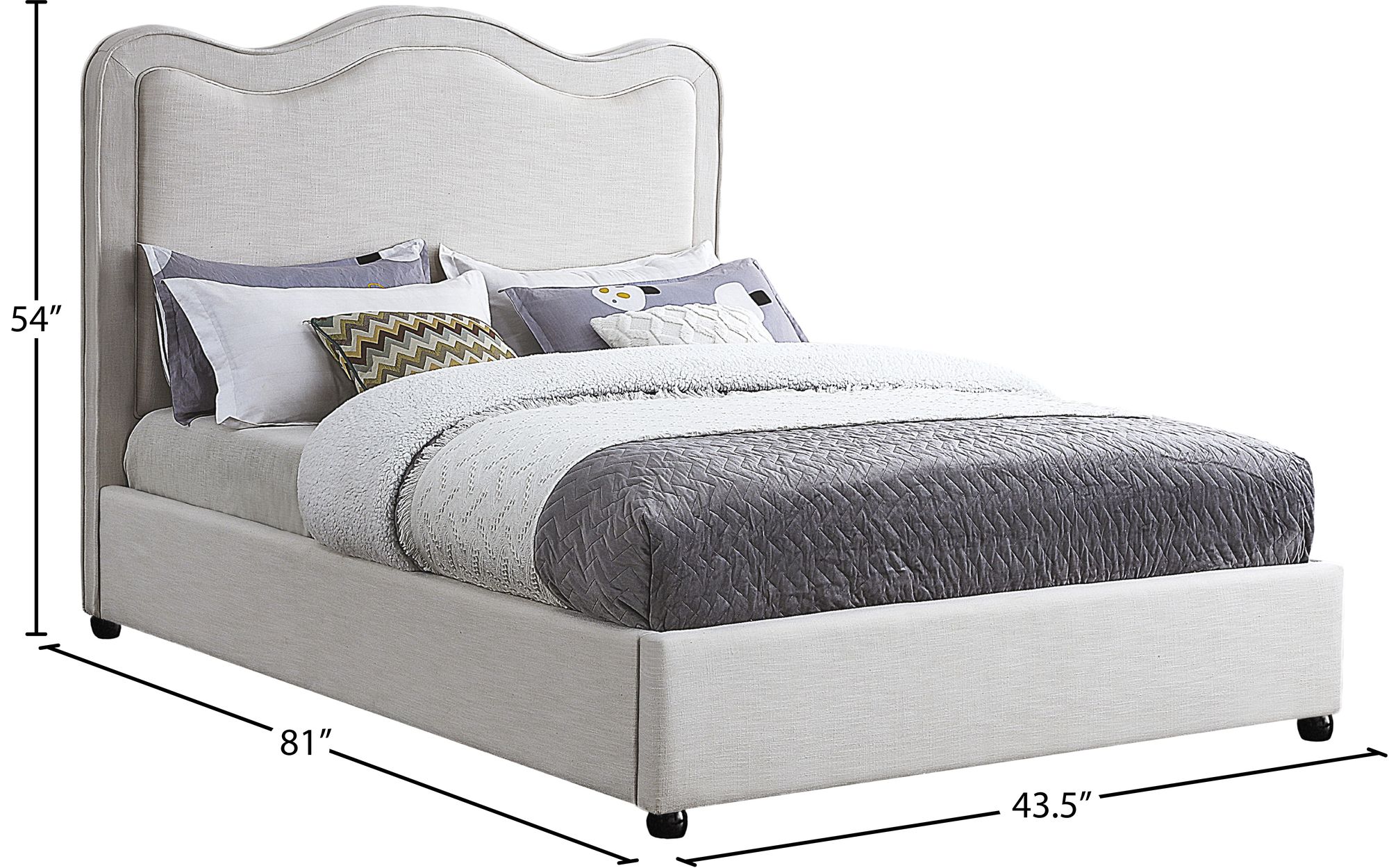Felix Linen Fabric Queen Size Bed