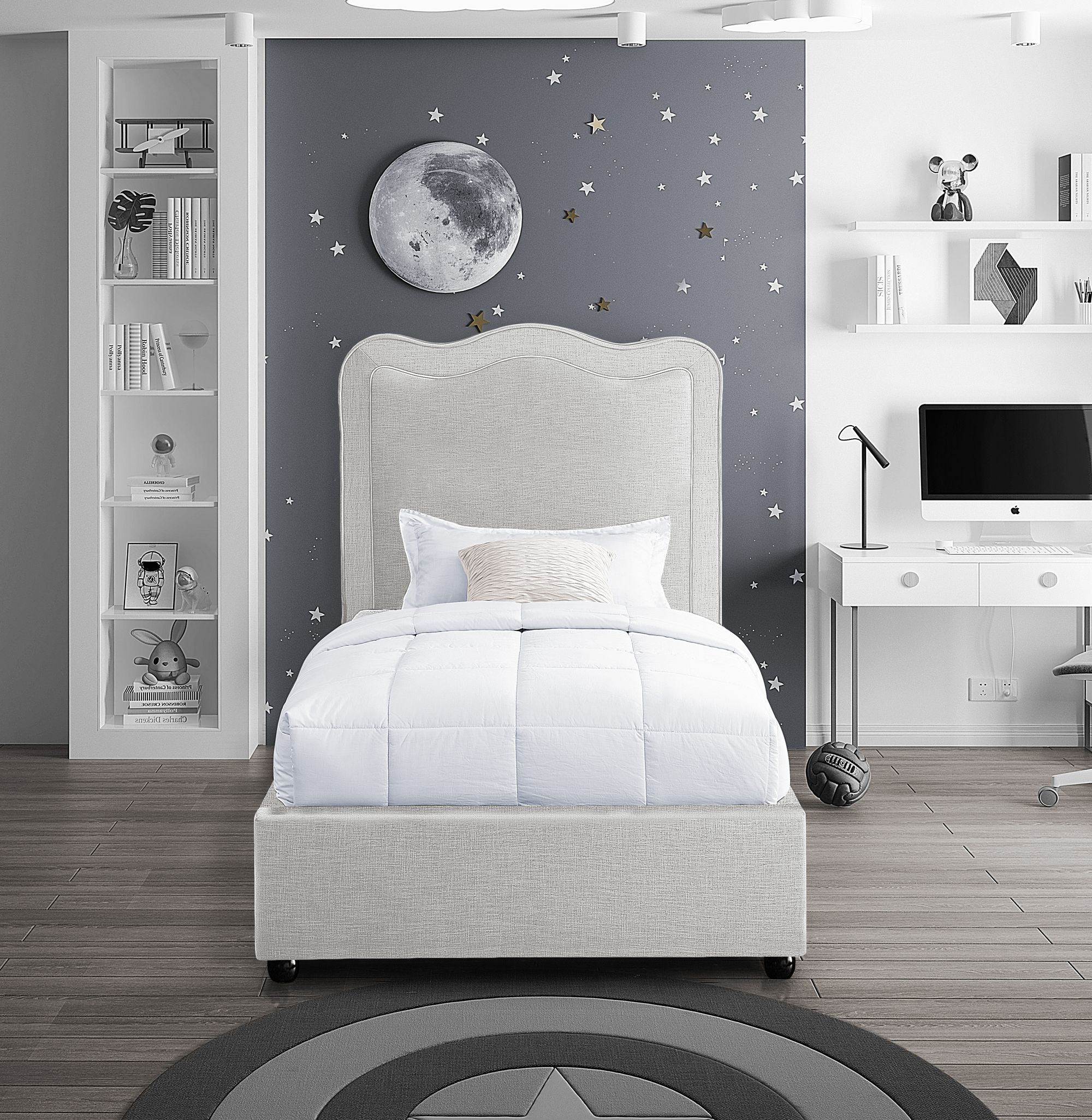 Felix Linen Fabric Twin Size Bed