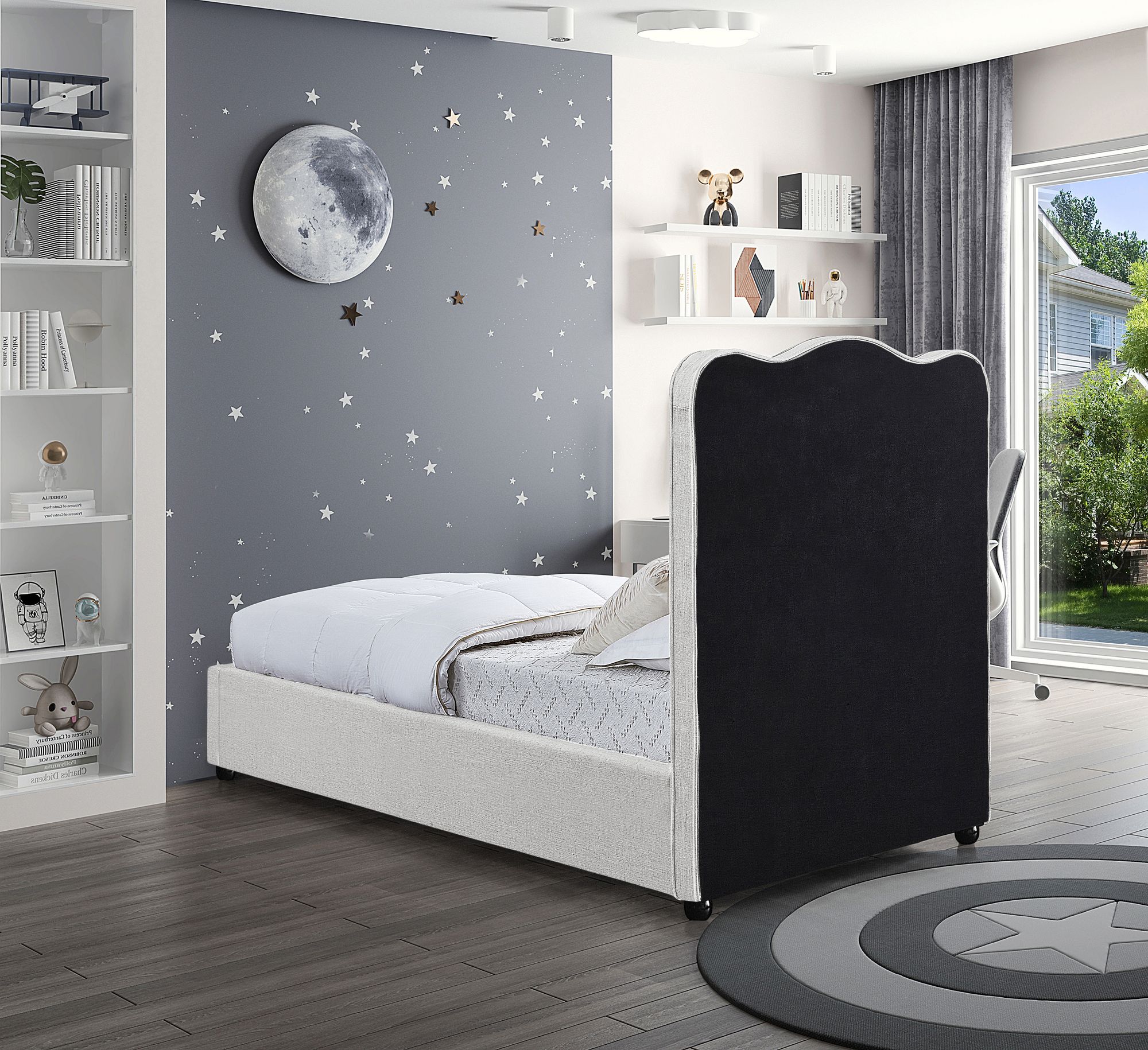 Felix Linen Fabric Twin Size Bed