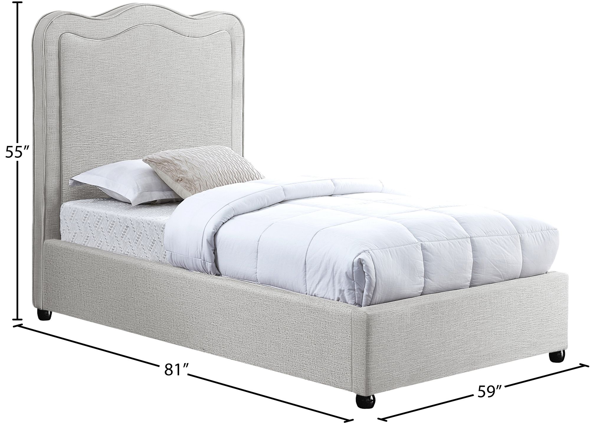 Felix Linen Fabric Twin Size Bed