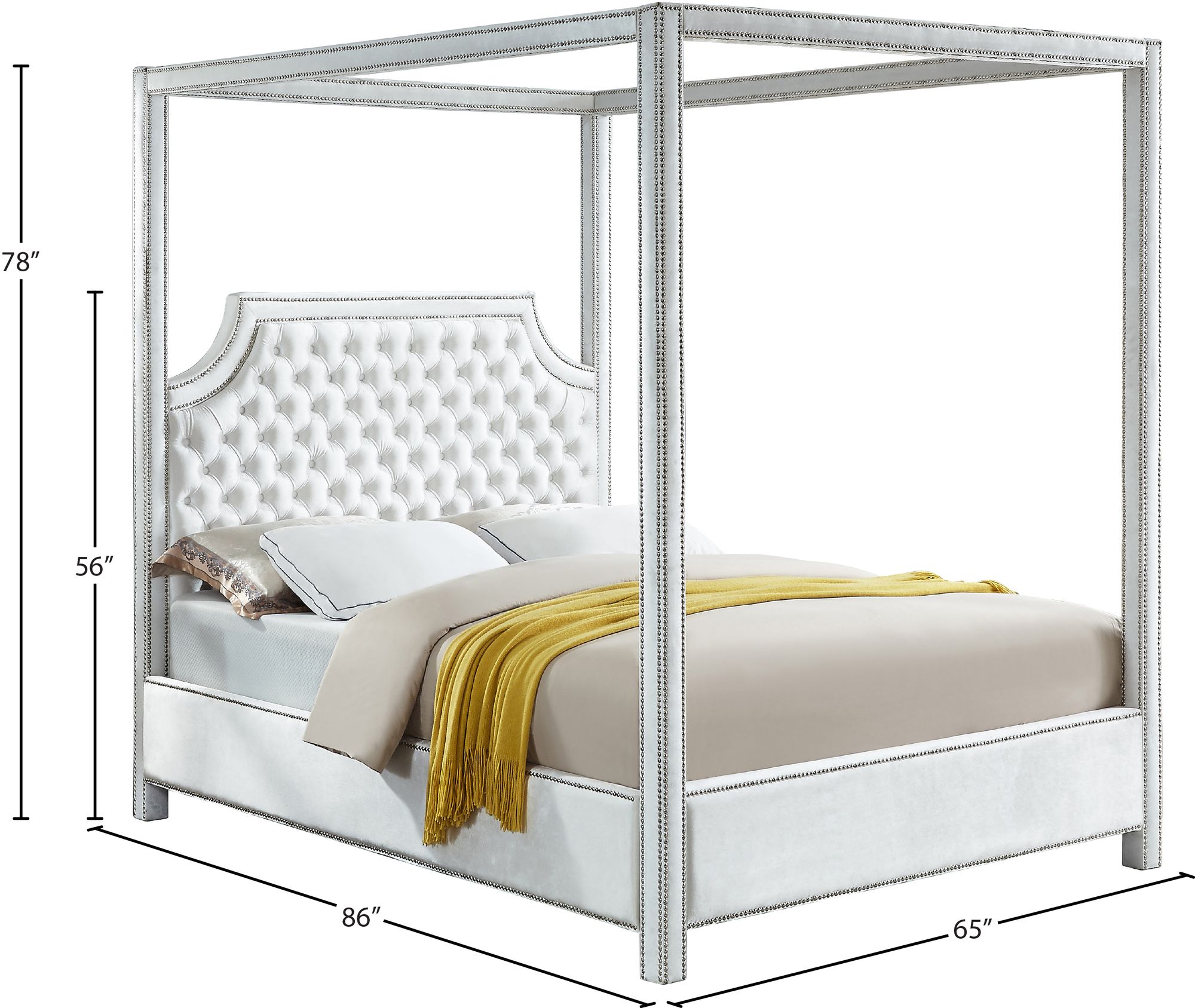 Rowan Velvet Queen Size Bed