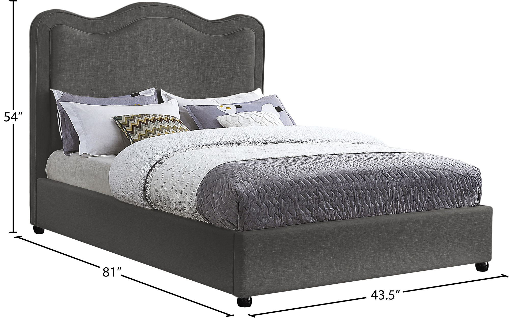 Felix Linen Fabric Queen Size Bed