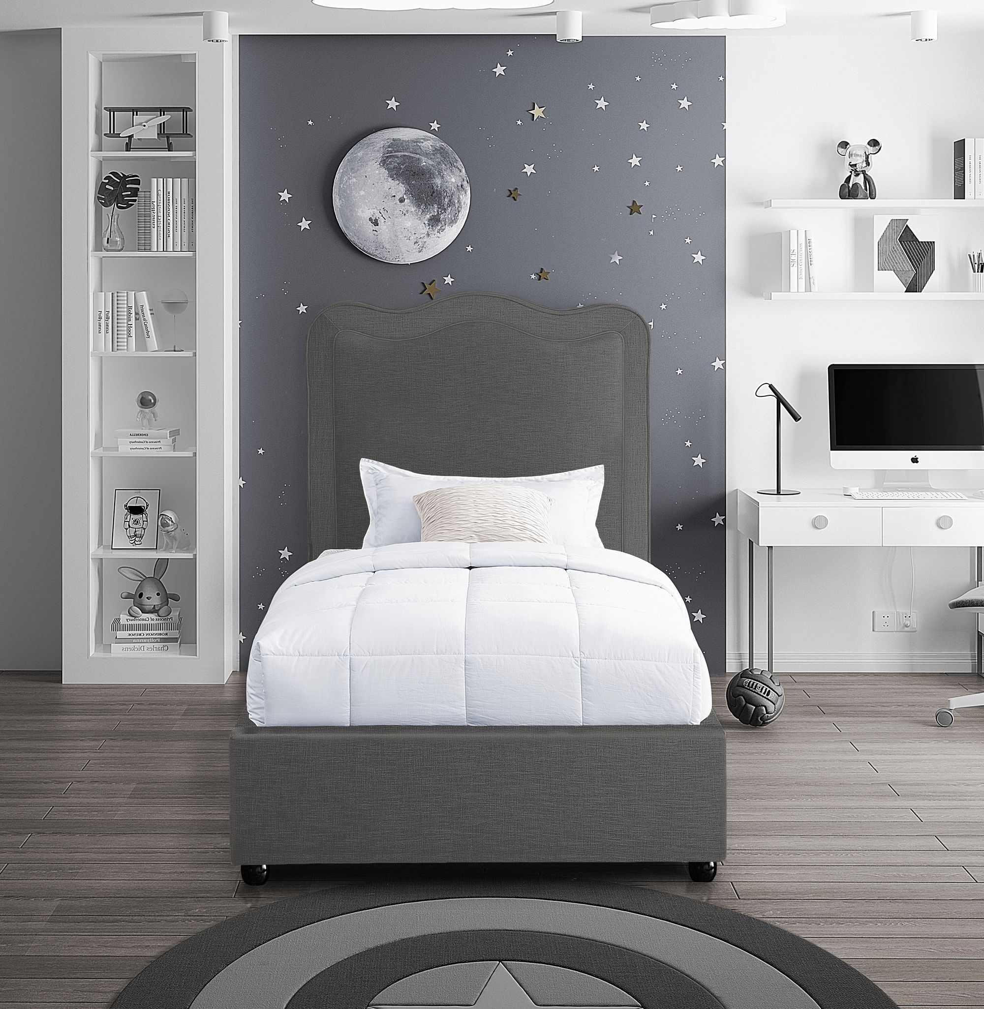 Felix Linen Fabric Twin Size Bed
