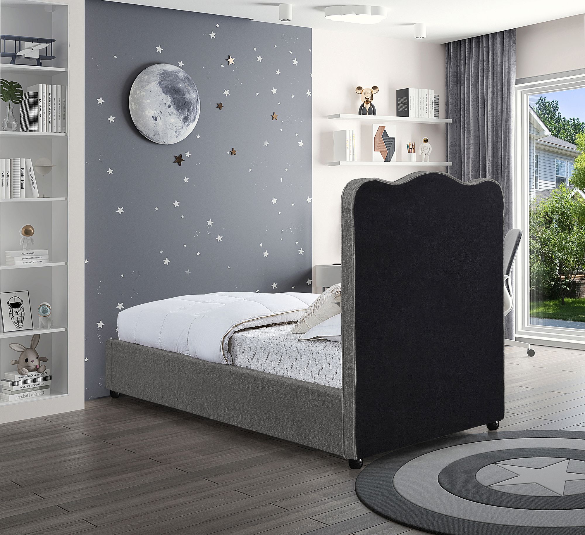 Felix Linen Fabric Twin Size Bed