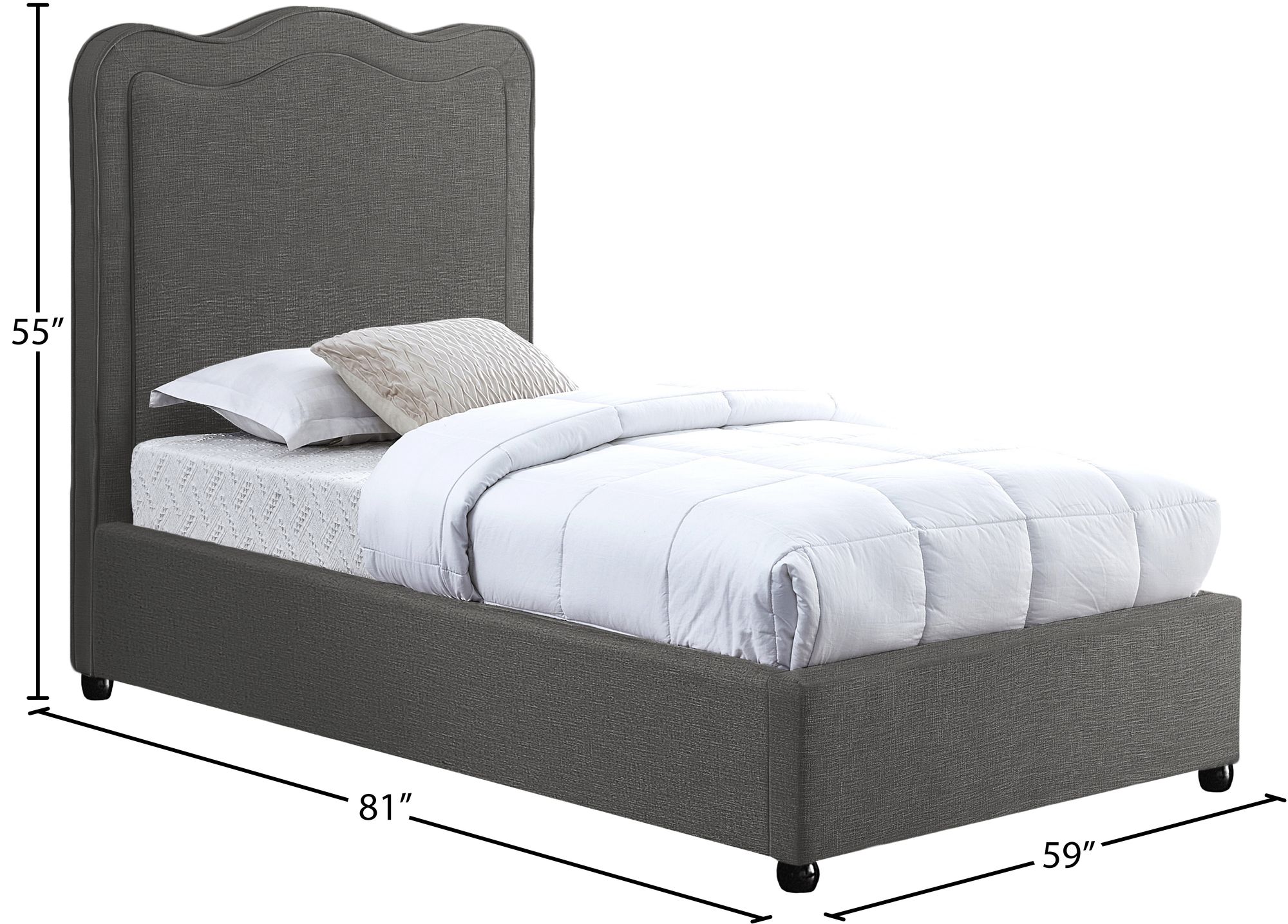 Felix Linen Fabric Twin Size Bed