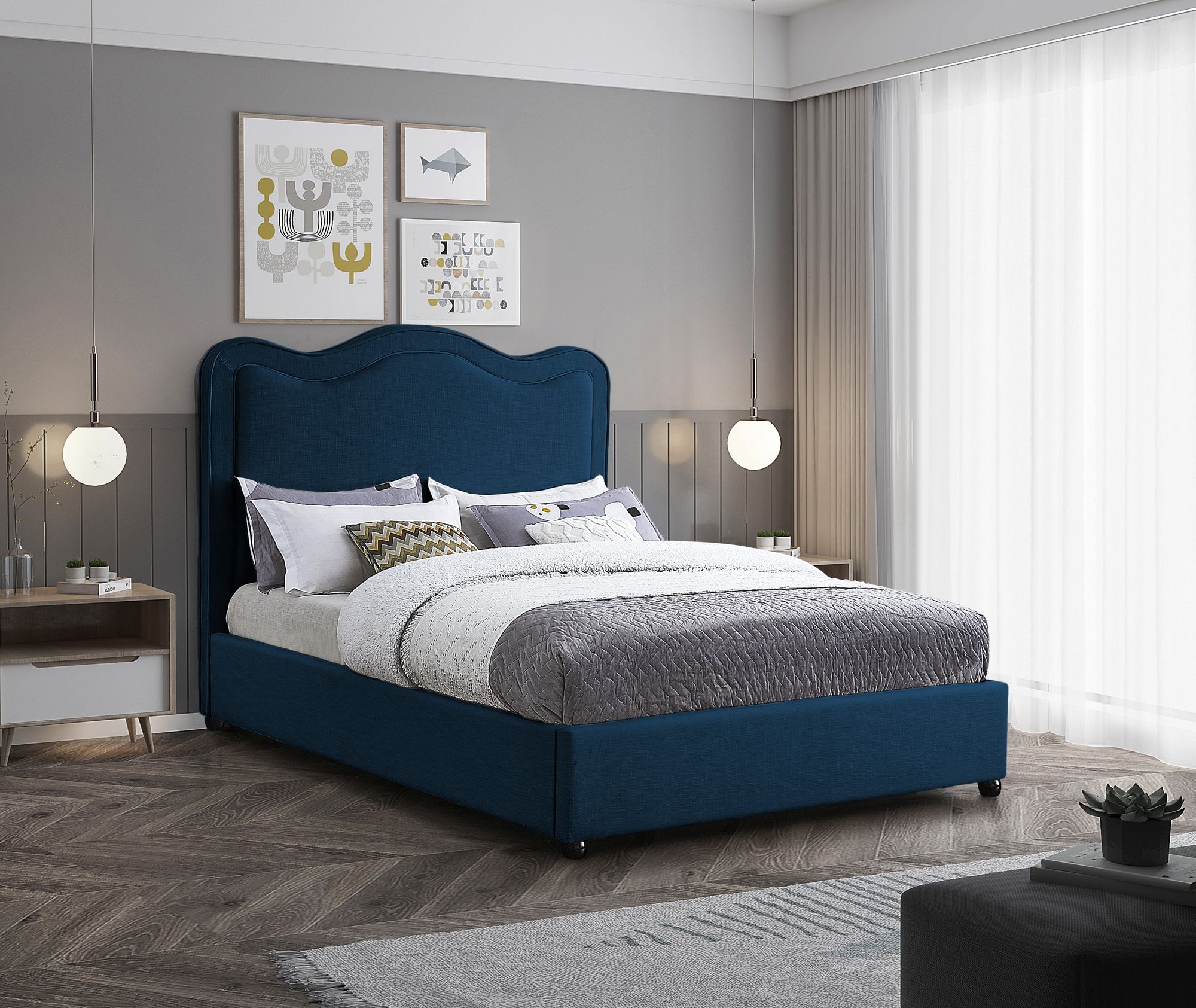 Felix Linen Fabric Full Size Bed