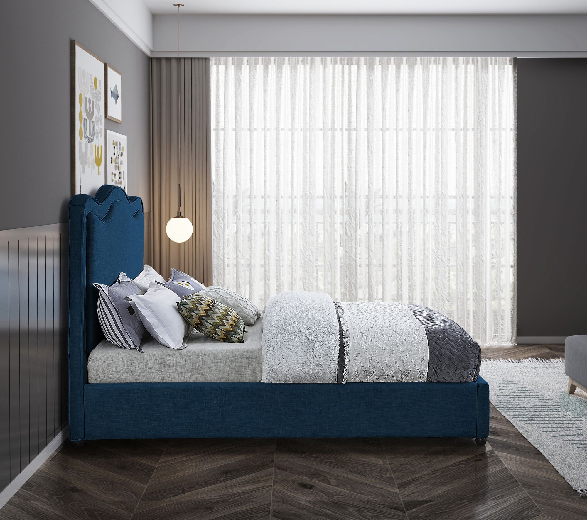 Felix Linen Fabric Full Size Bed