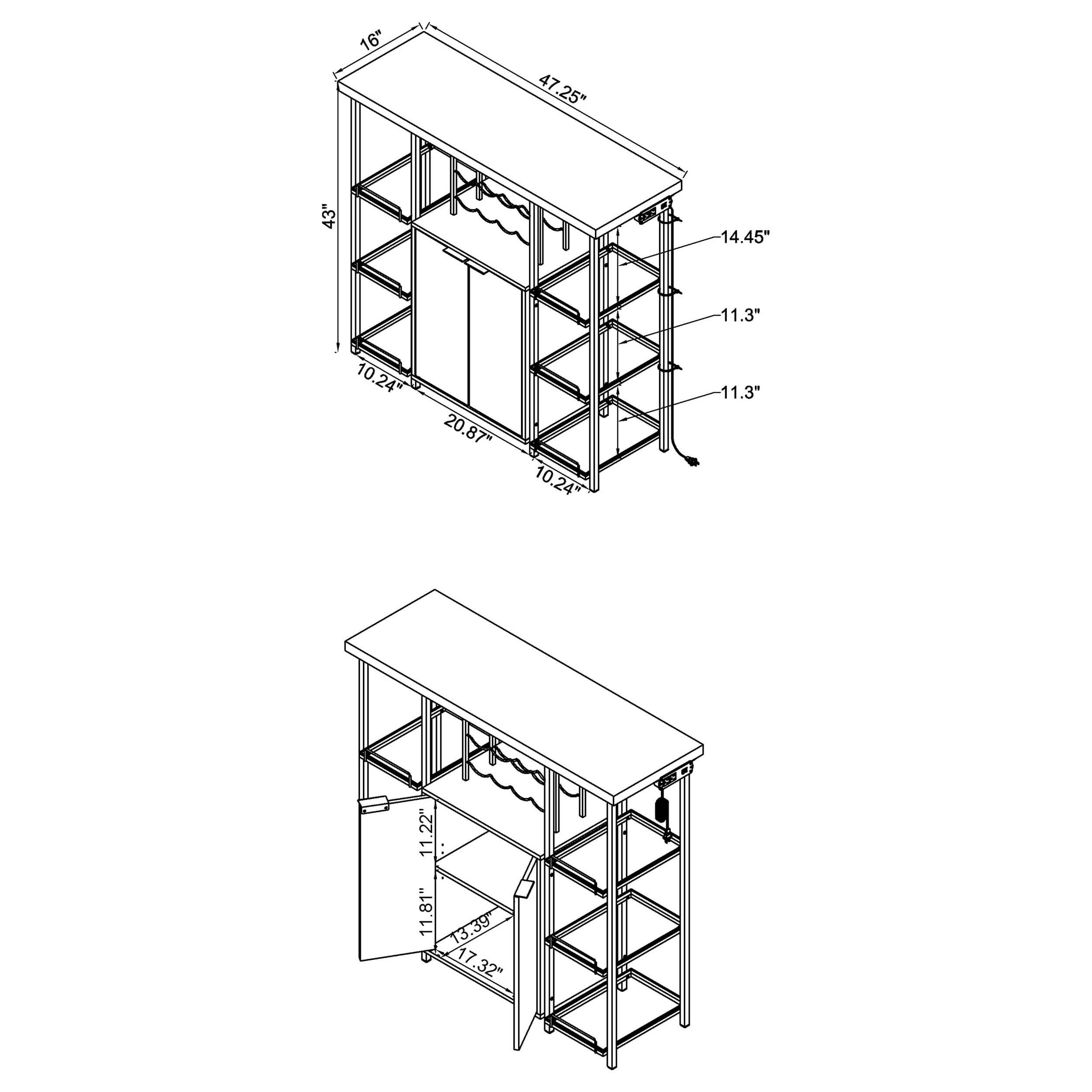Gallimore 2-door Bar Cabinet with Glass Shelf