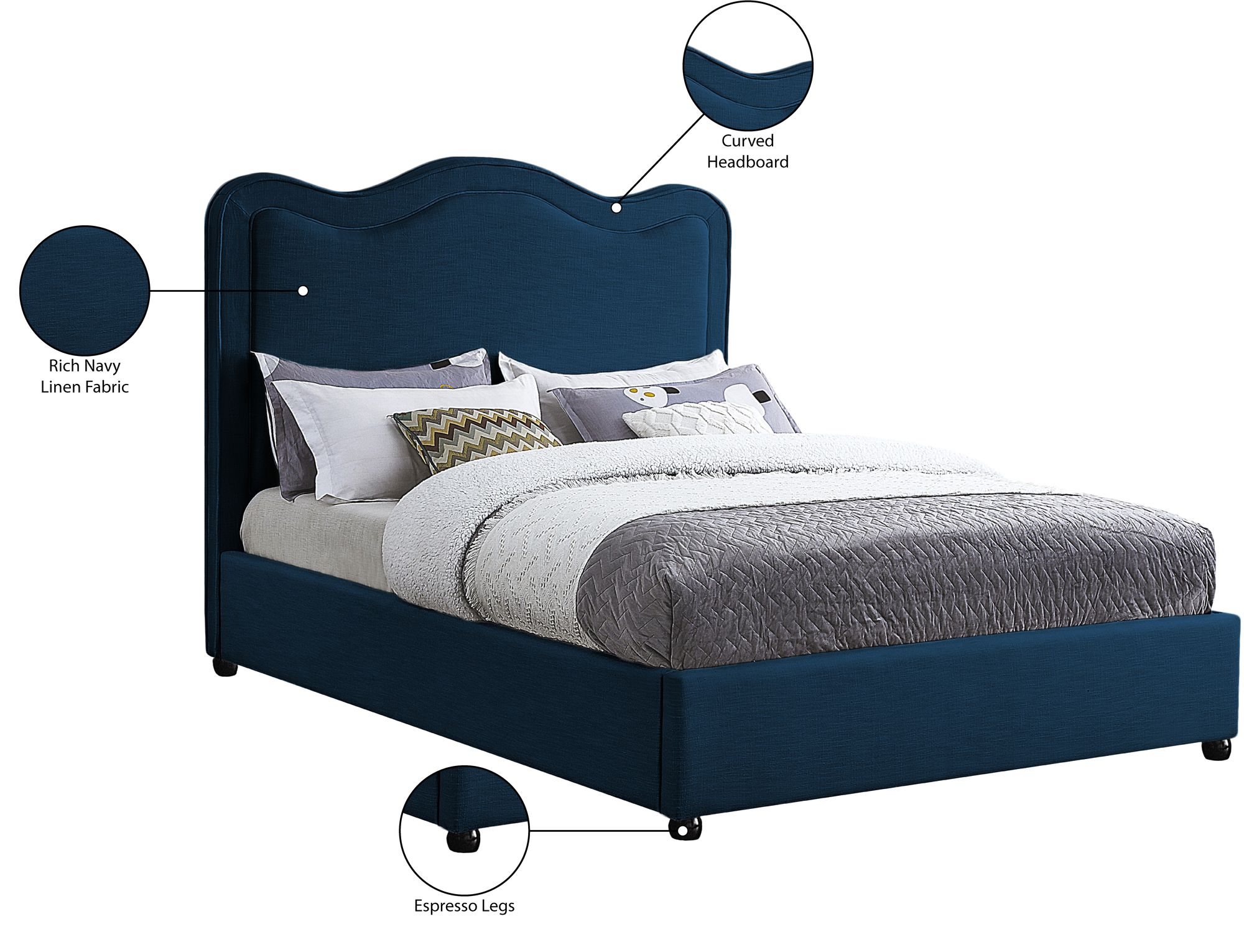 Felix Linen Fabric King Size Bed