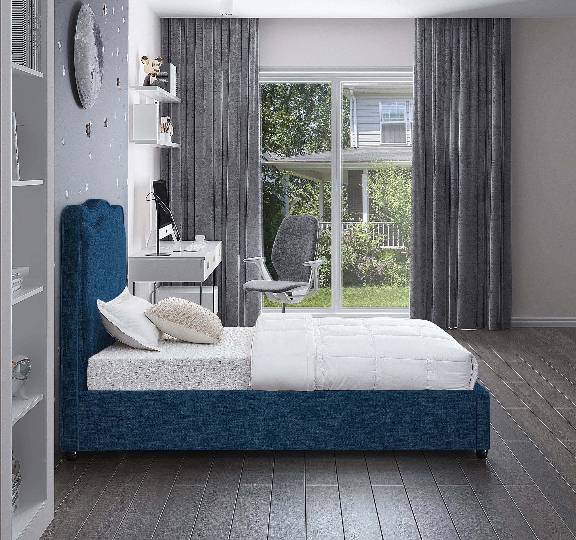 Felix Linen Fabric Twin Size Bed