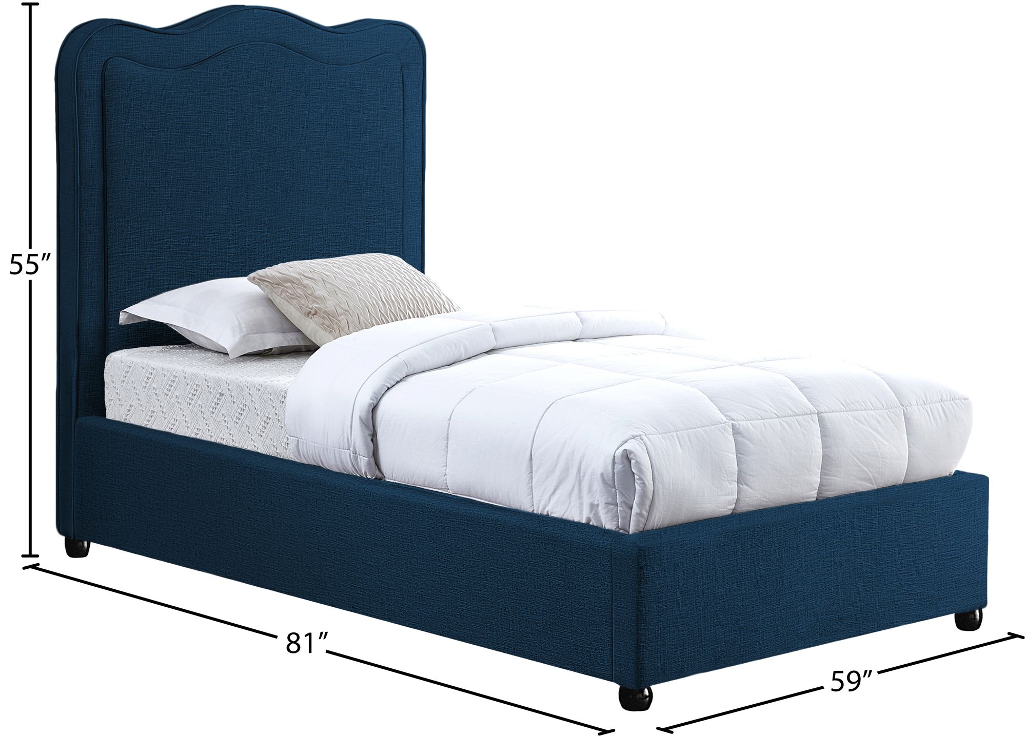Felix Linen Fabric Twin Size Bed